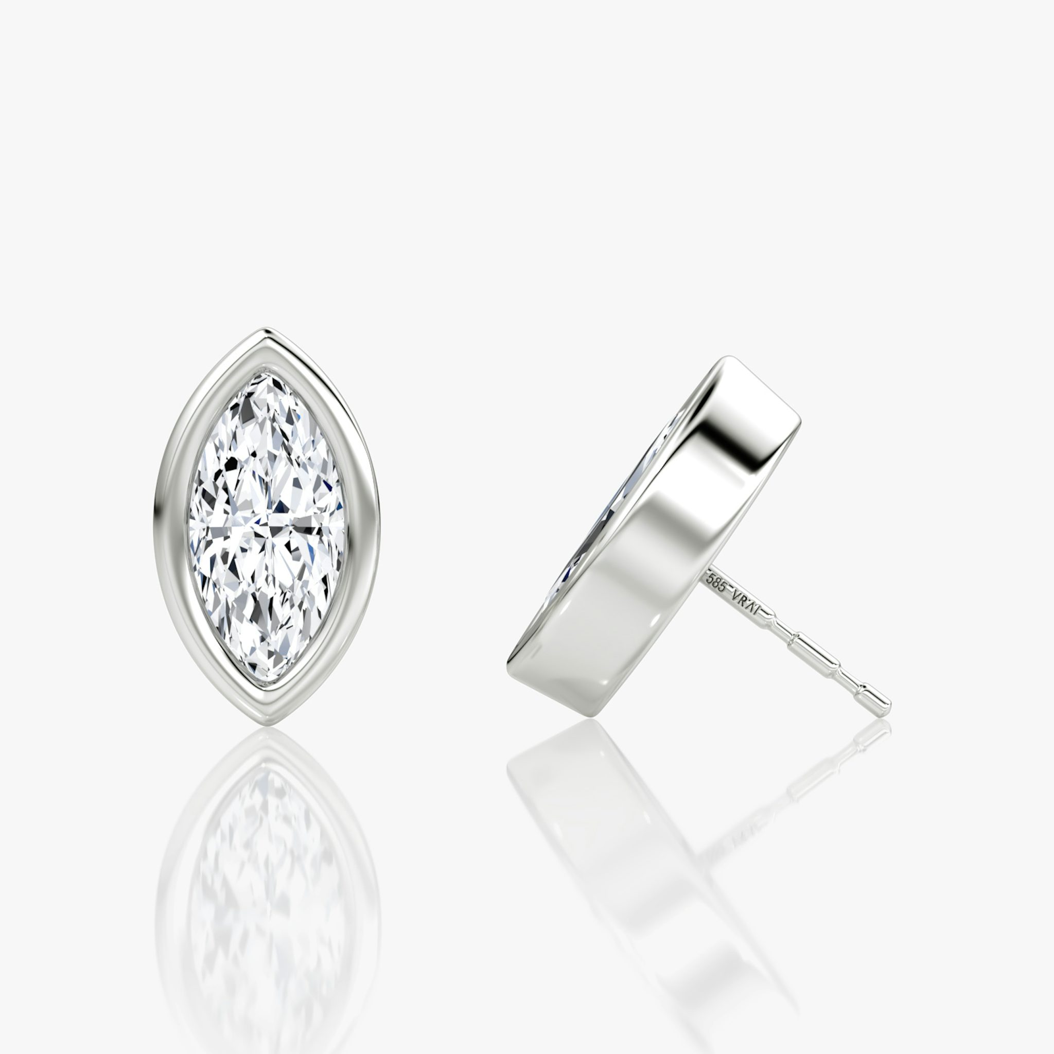 Bezel Solitaire Stud | Marquise | 14k | White Gold | caratWeight: 1.0ct