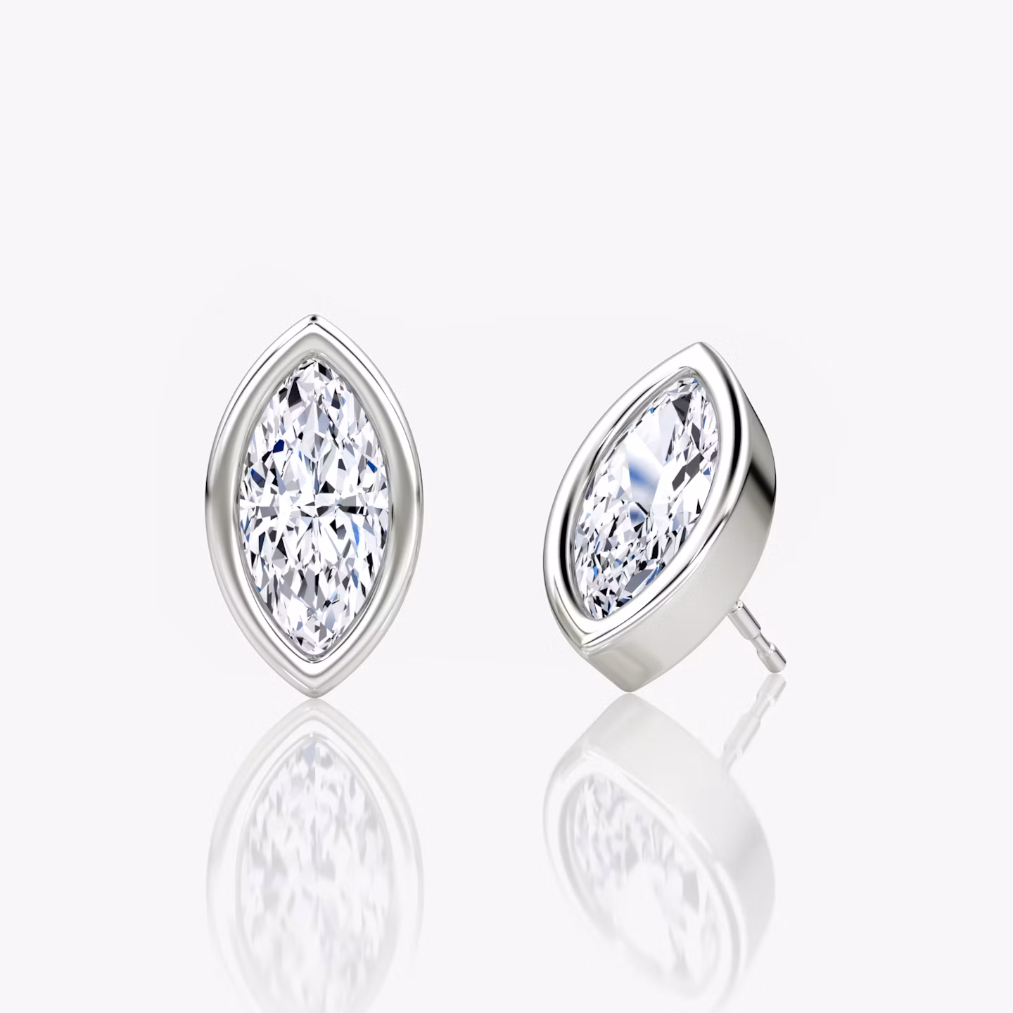 Bezel Solitaire Stud Marquise | White Gold