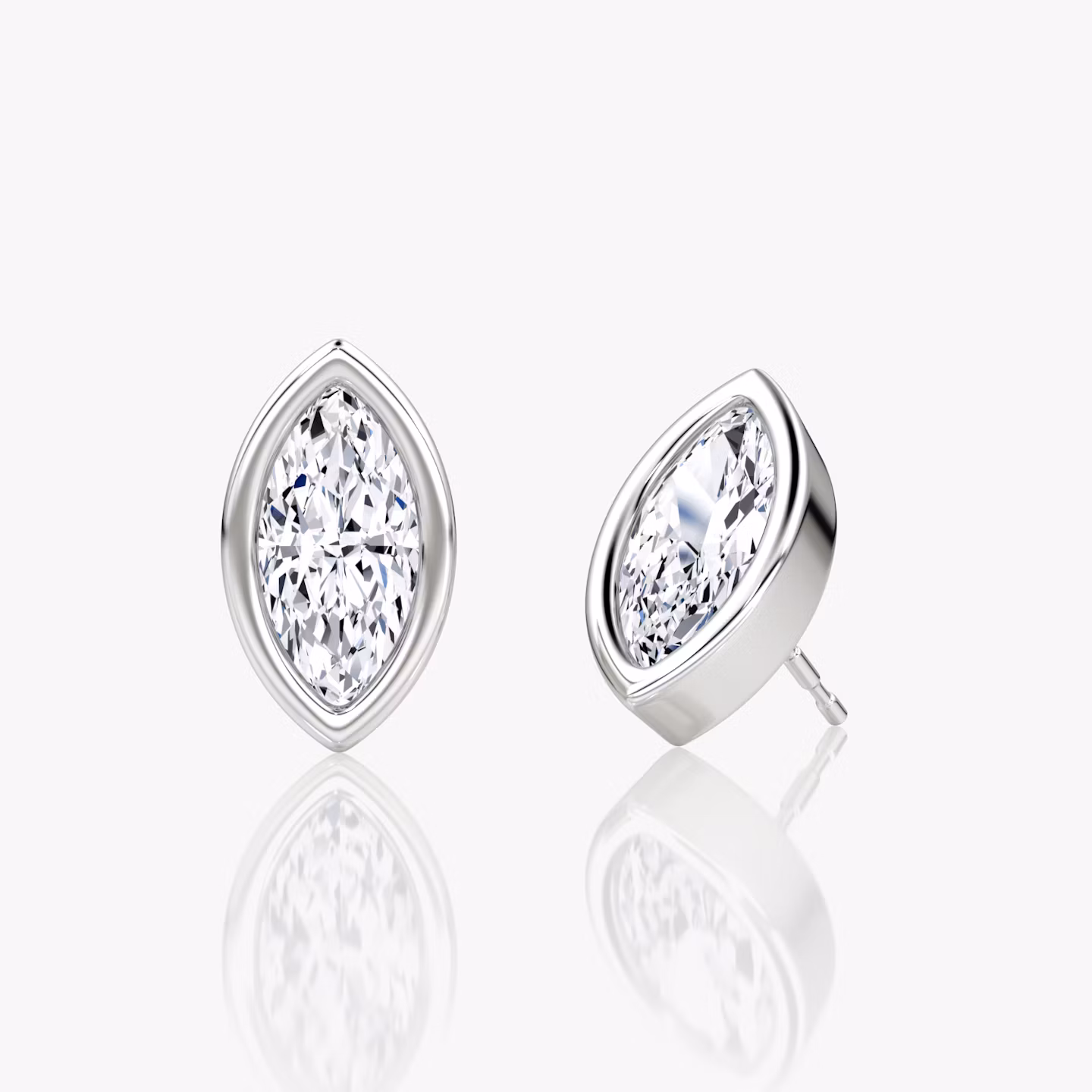 Bezel Solitaire Stud | Marquise | 14k | White Gold | caratWeight: other