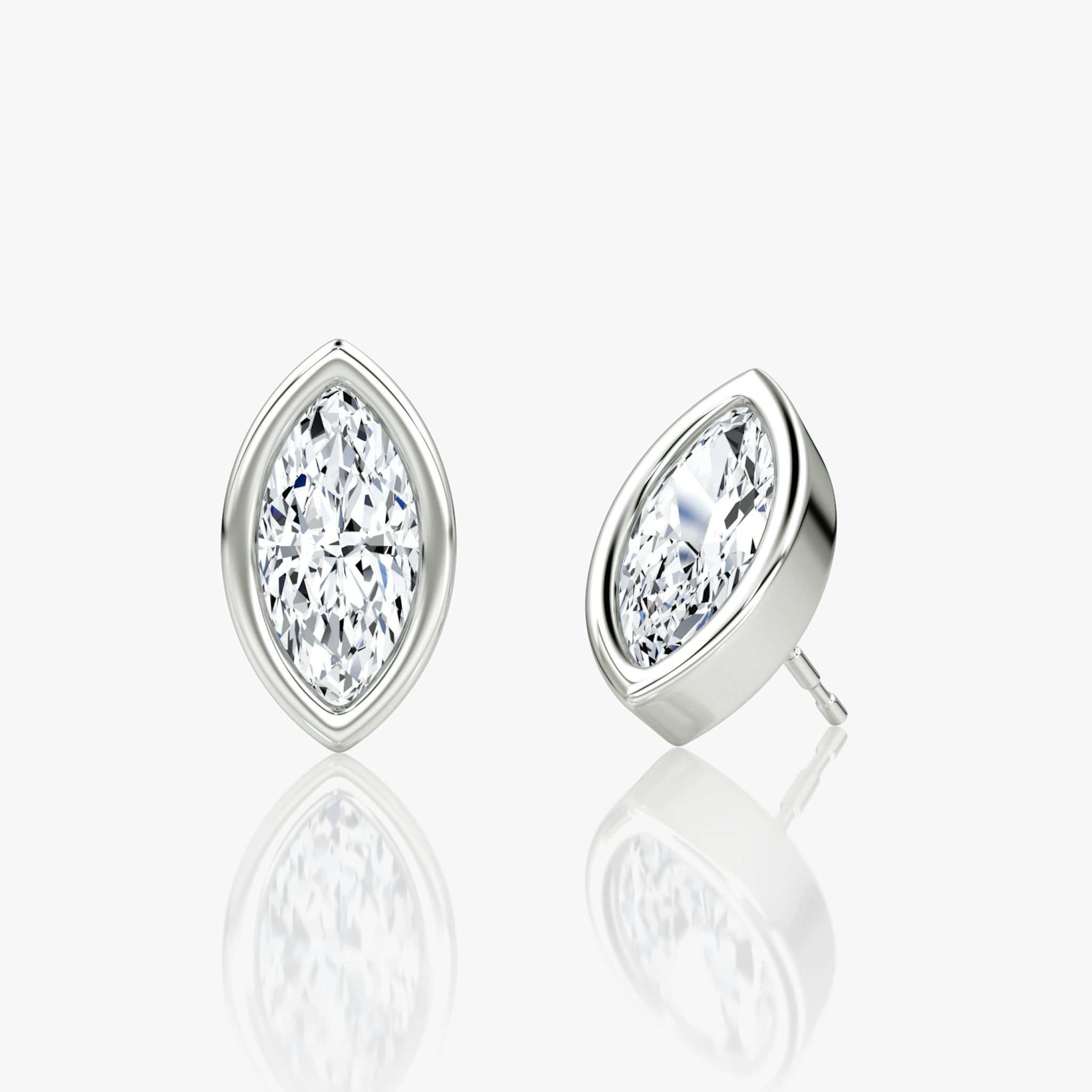 Bezel Solitaire Stud | Marquise | 14k | White Gold | caratWeight: 1.0ct