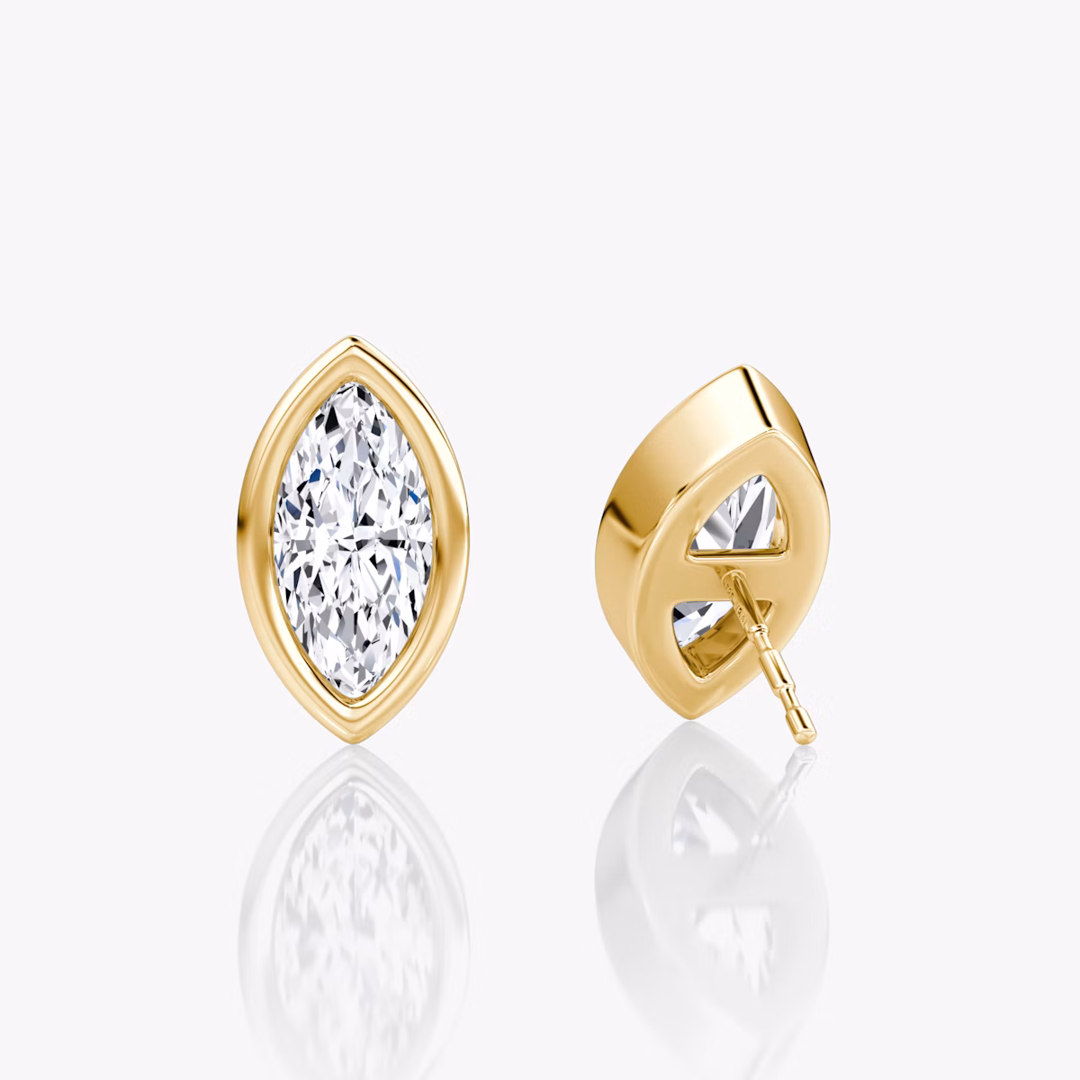 Bezel Solitaire Stud | Marquise | 14k | Yellow Gold | caratWeight: 1.0ct
