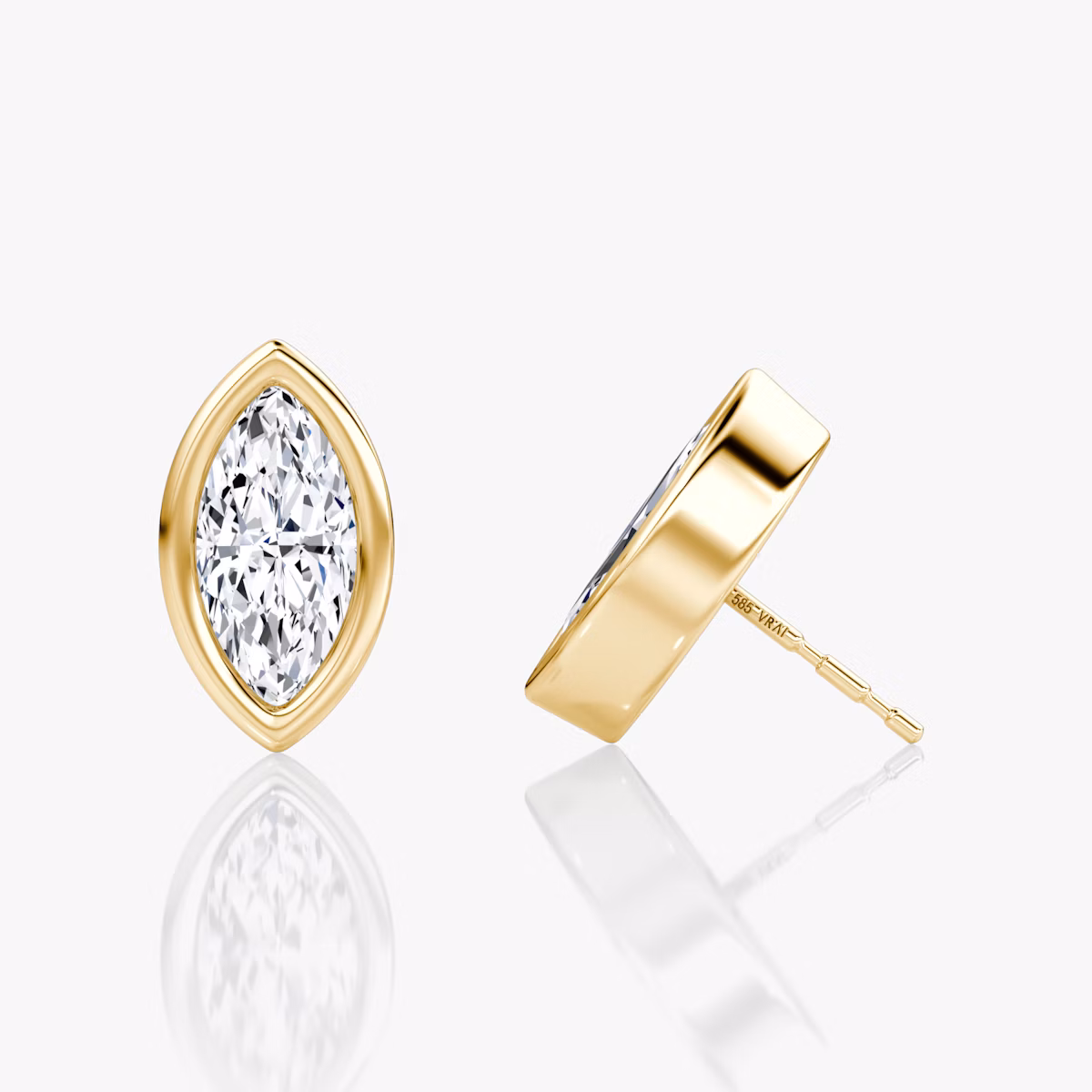 Bezel Solitaire Stud | Marquise | 14k | Yellow Gold | caratWeight: 1.0ct