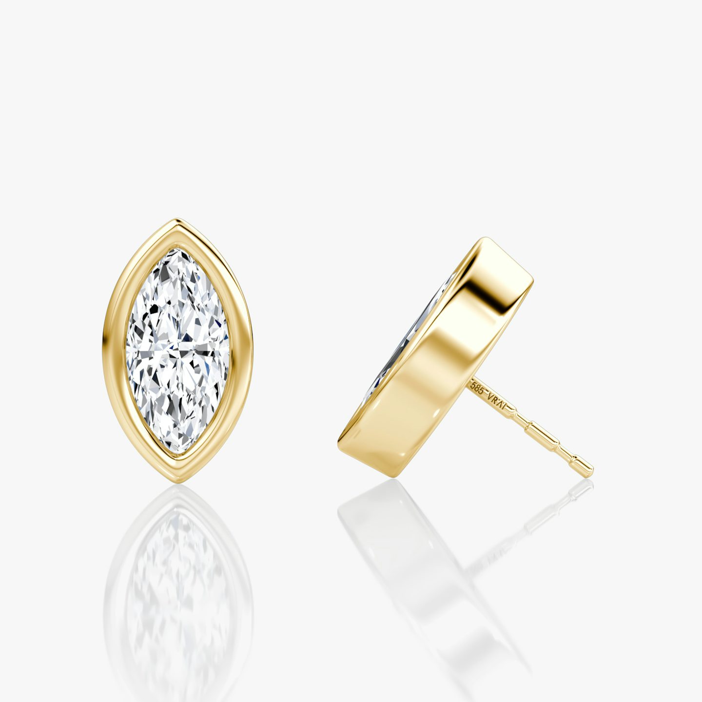 Bezel Solitaire Stud | Marquise | 14k | Yellow Gold | caratWeight: 1.0ct