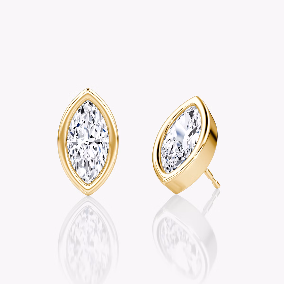 Bezel Solitaire Stud | Marquise | 14k | Yellow Gold | caratWeight: 1.0ct