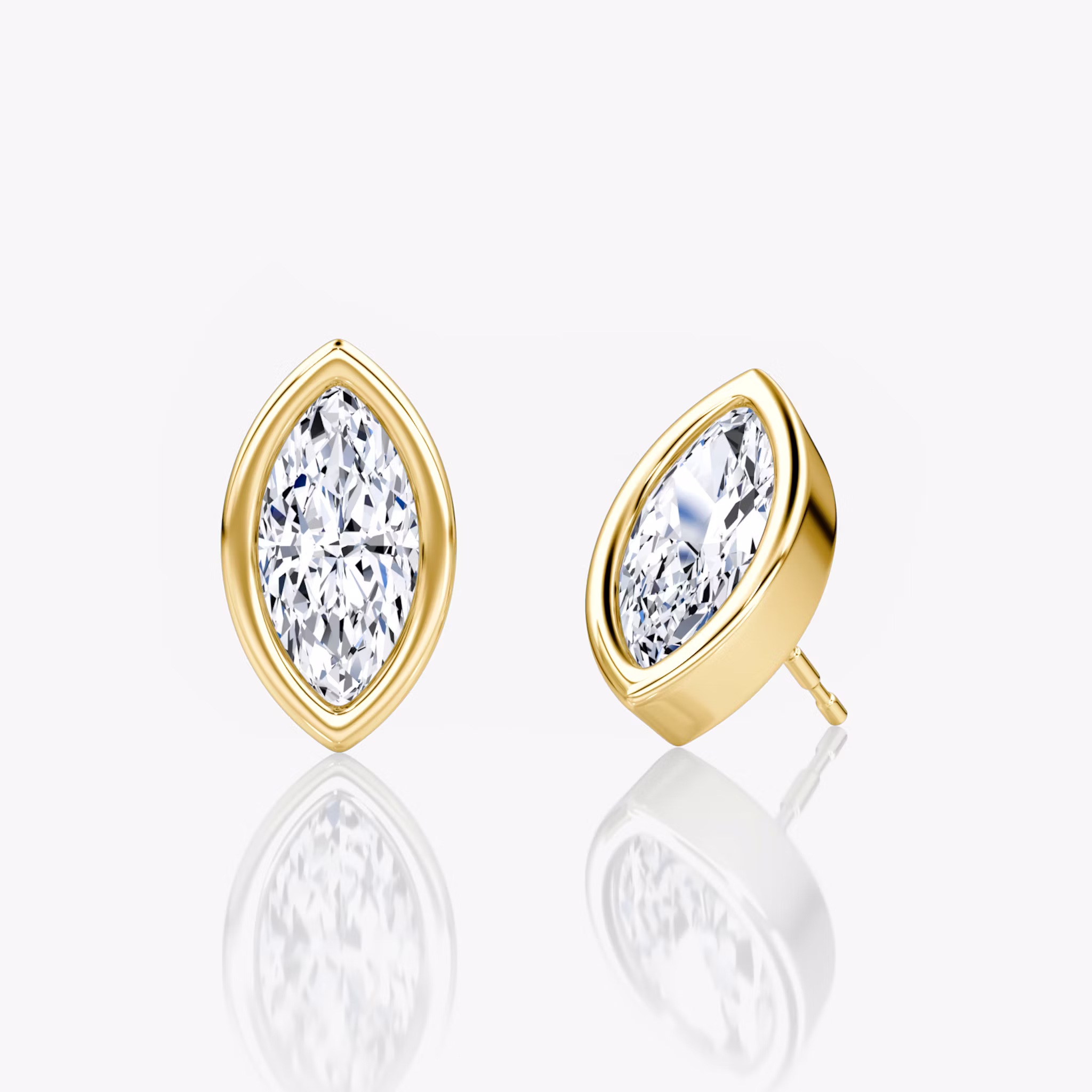 Bezel Solitaire Stud Marquise | Yellow Gold