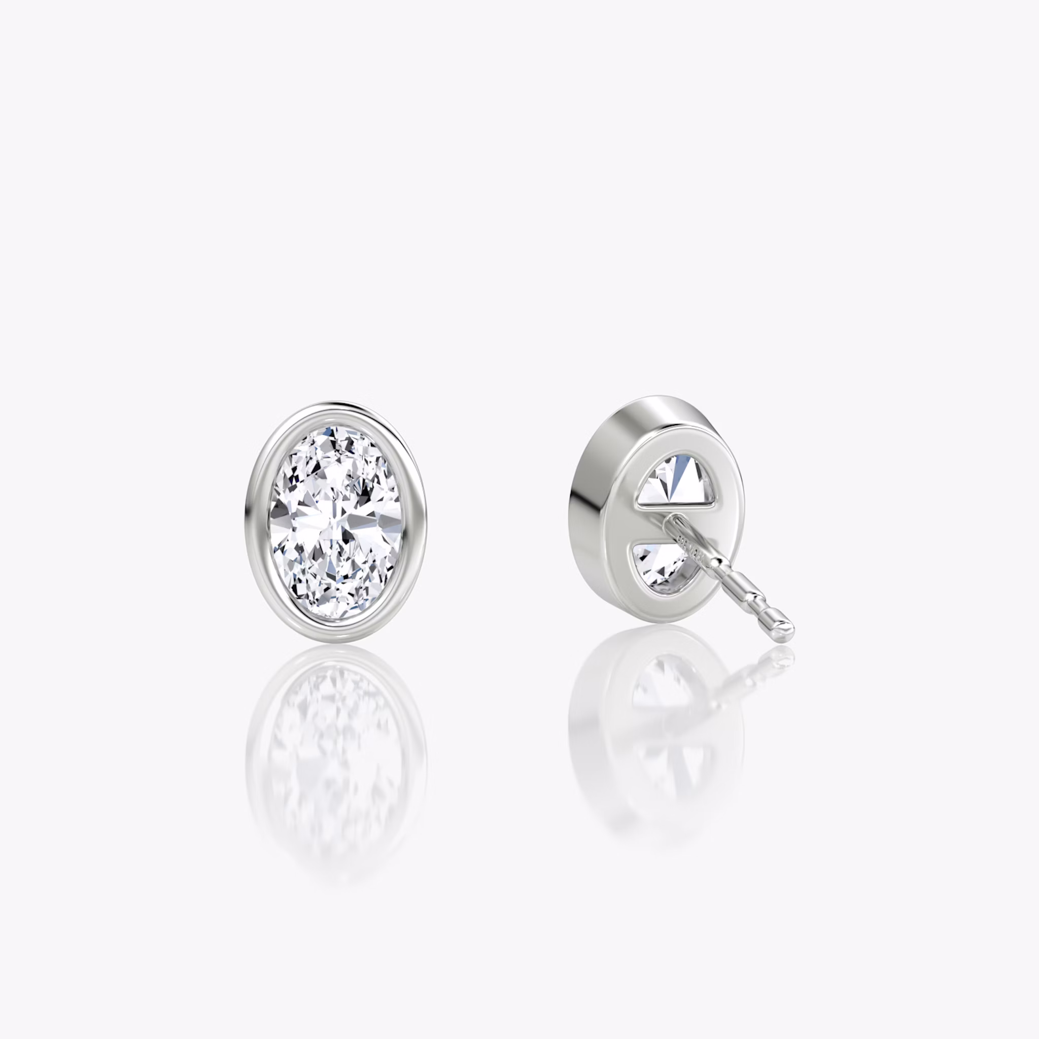 Bezel Solitaire Stud | Oval | 14k | White Gold | caratWeight: 0.25ct