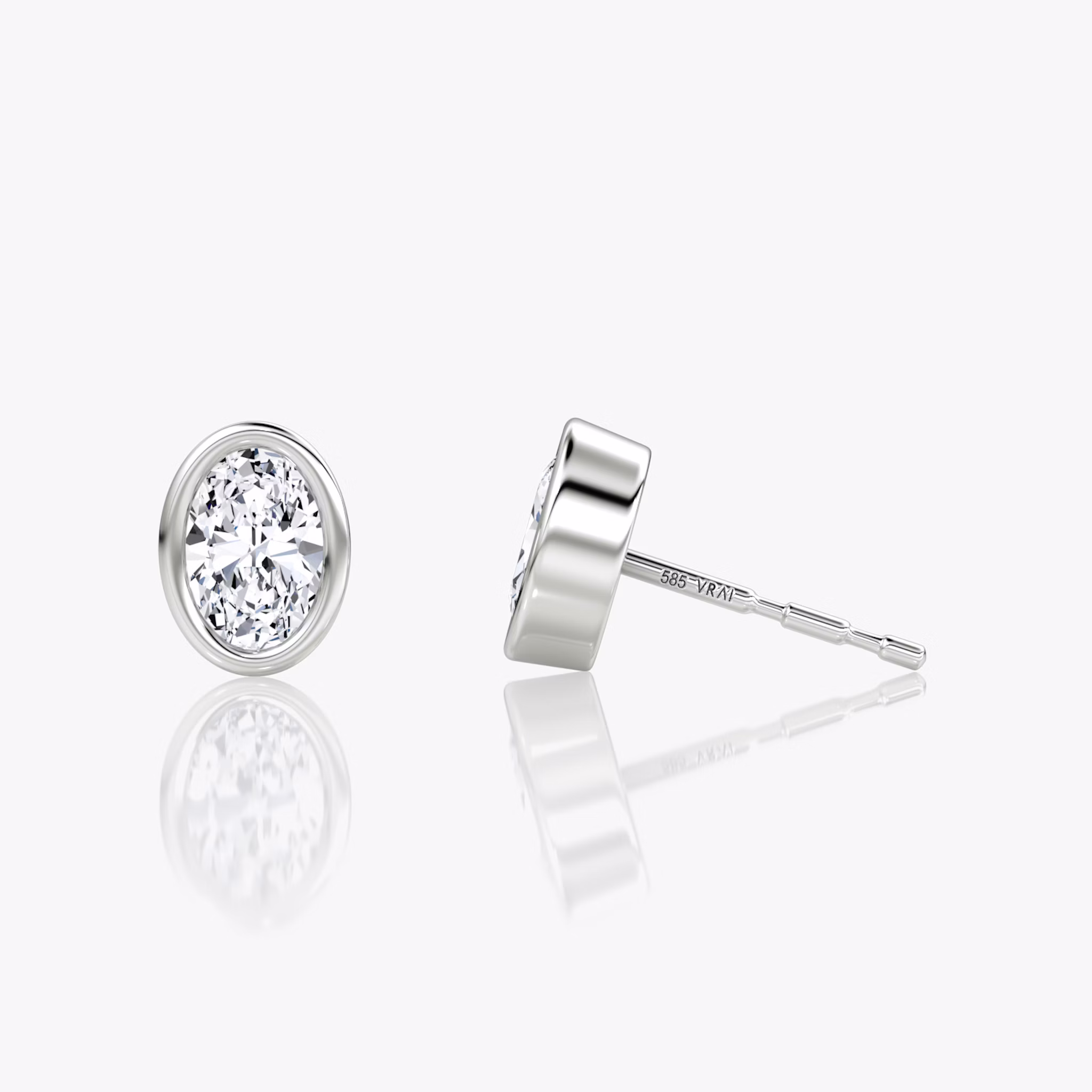 Bezel Solitaire Stud | Oval | 14k | White Gold | caratWeight: 0.25ct