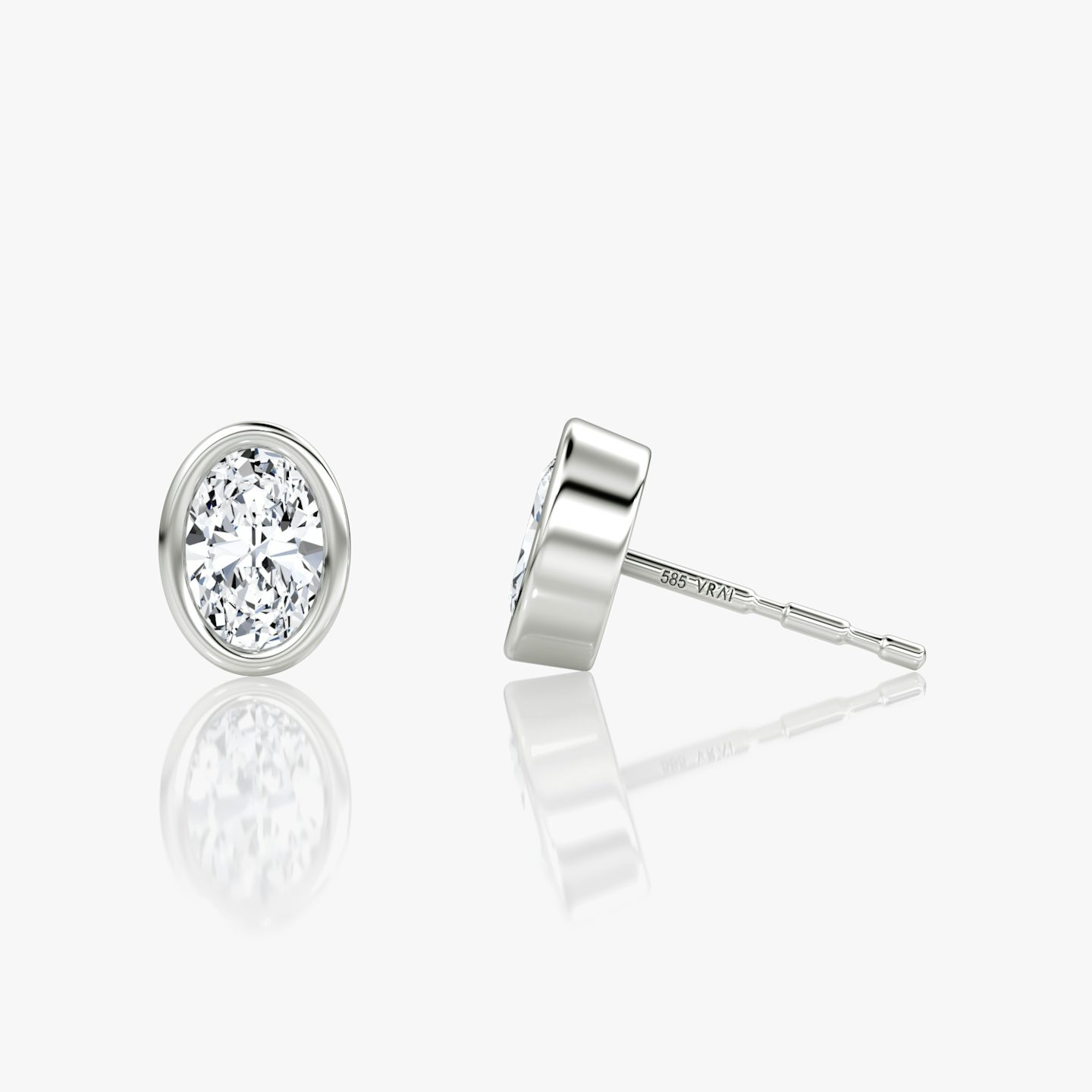 Bezel Solitaire Stud | Oval | 14k | White Gold | caratWeight: 0.25ct