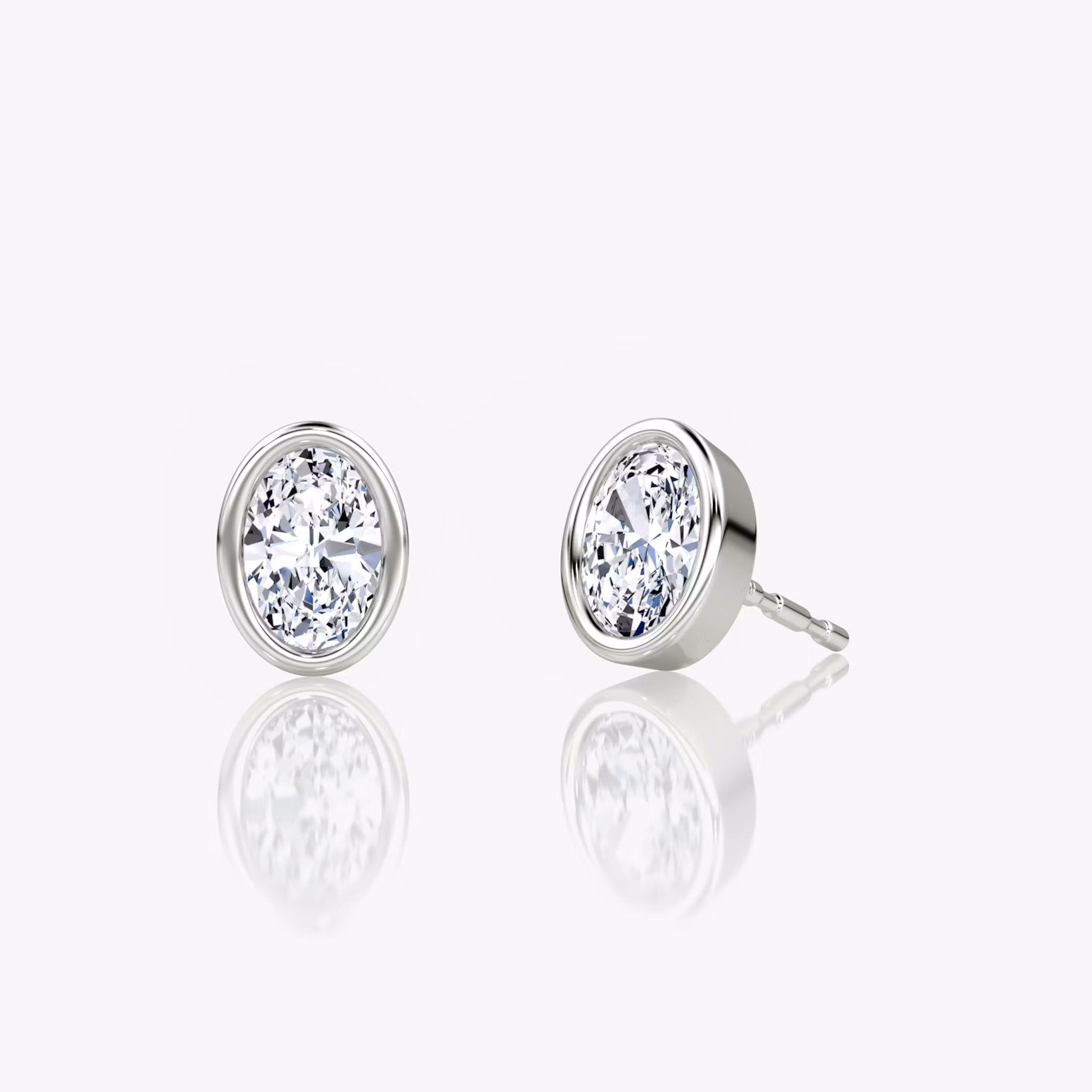Bezel Solitaire Stud Oval | White Gold