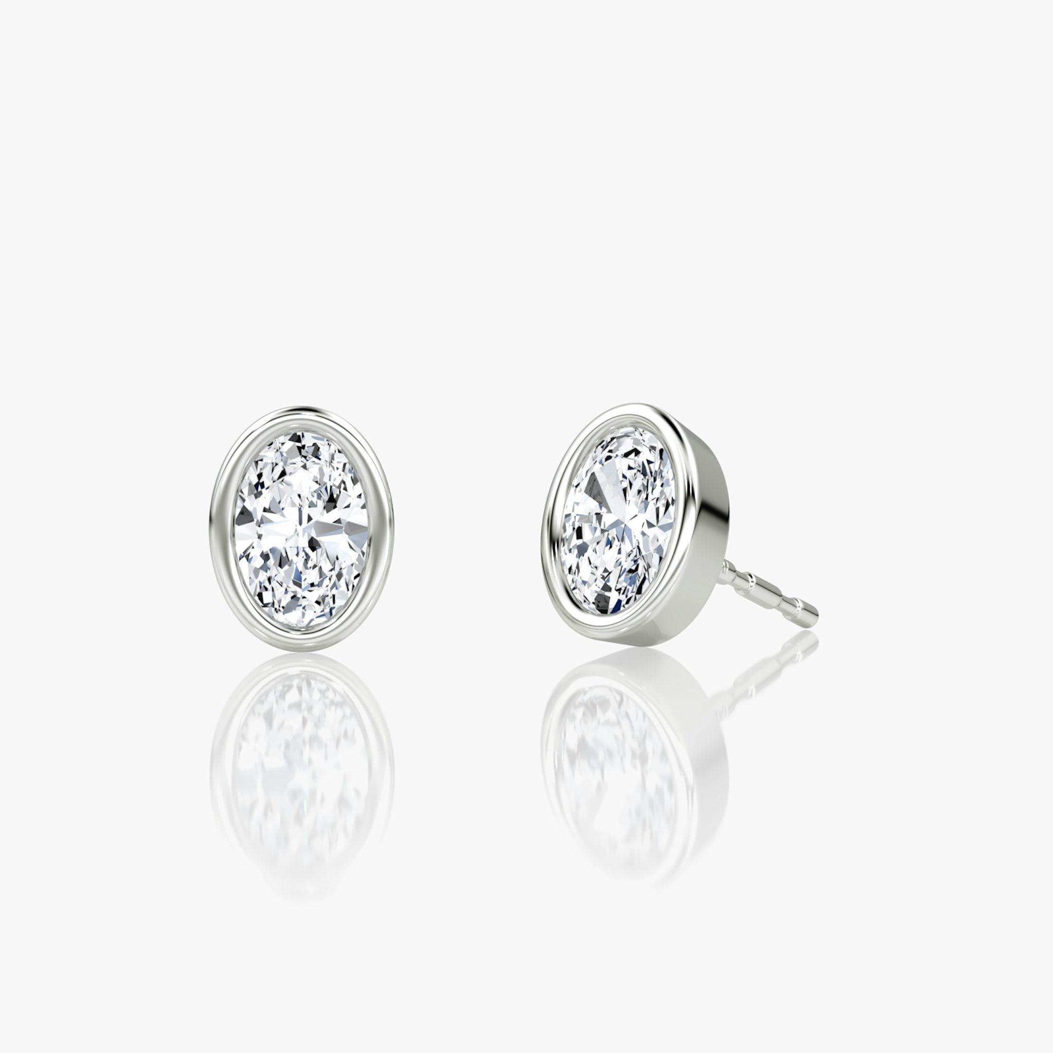Bezel Solitaire Stud | Oval | 14k | White Gold | caratWeight: 0.25ct