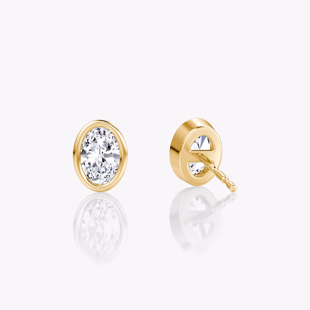 Bezel Solitaire Stud | Oval | 14k | Yellow Gold | caratWeight: 0.25ct