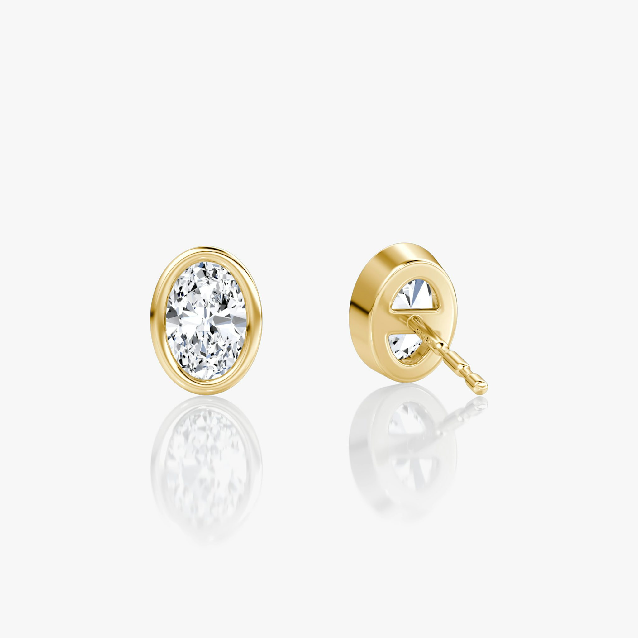 Bezel Solitaire Stud | Oval | 14k | Yellow Gold | caratWeight: 0.25ct