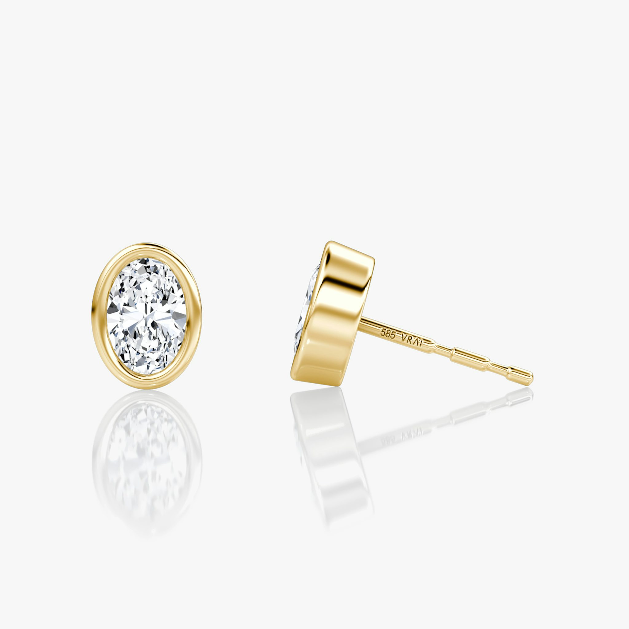 Bezel Solitaire Stud | Oval | 14k | Yellow Gold | caratWeight: 0.25ct