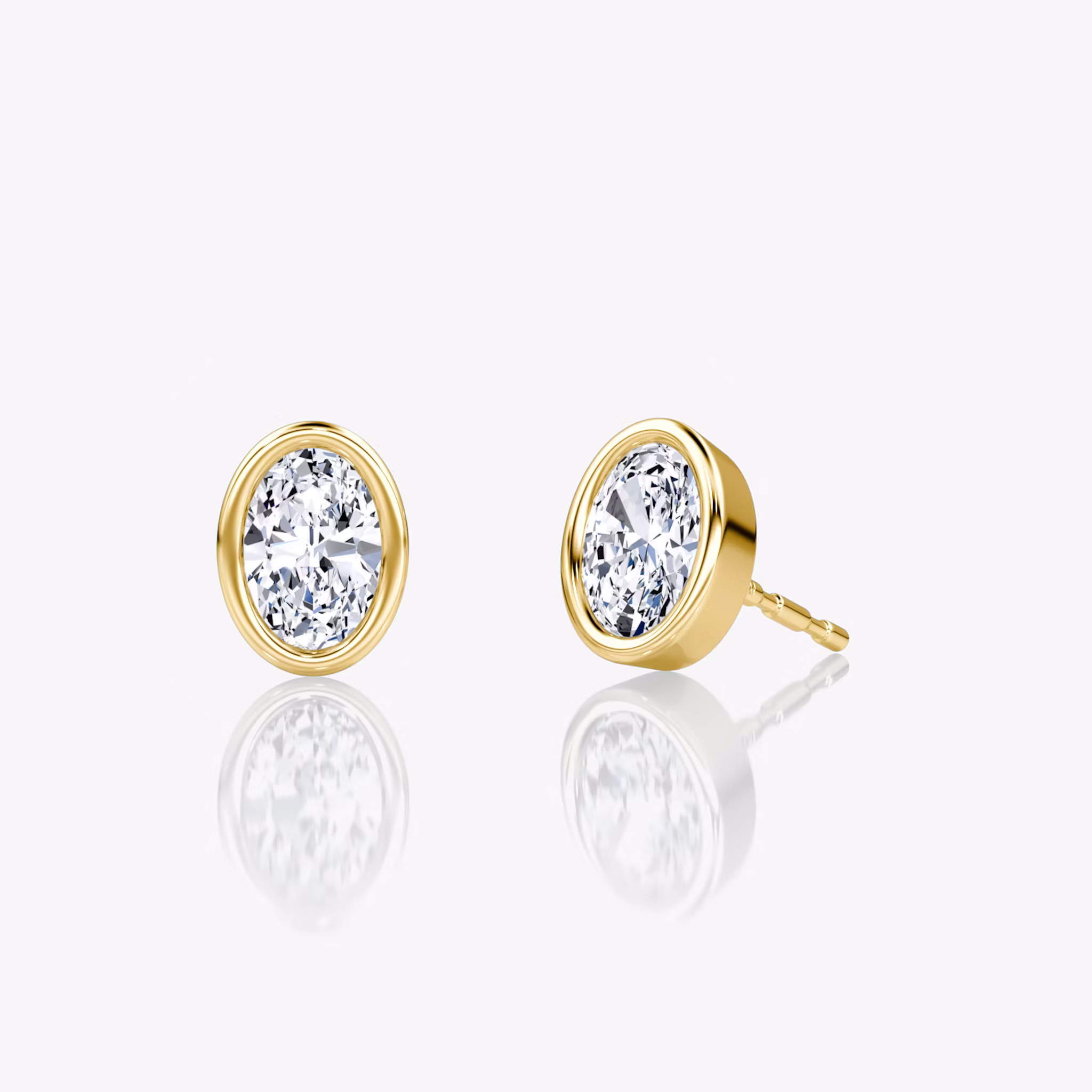 Bezel Solitaire Stud Oval | Yellow Gold