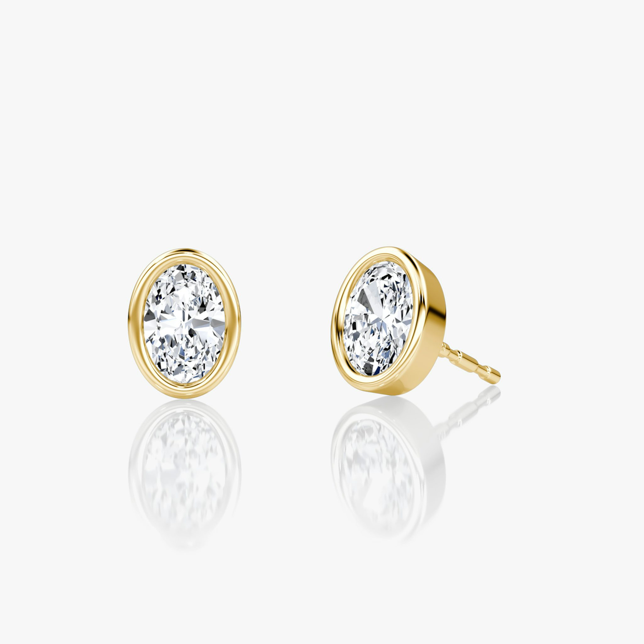 Bezel Solitaire Stud | Oval | 14k | Yellow Gold | caratWeight: 0.25ct