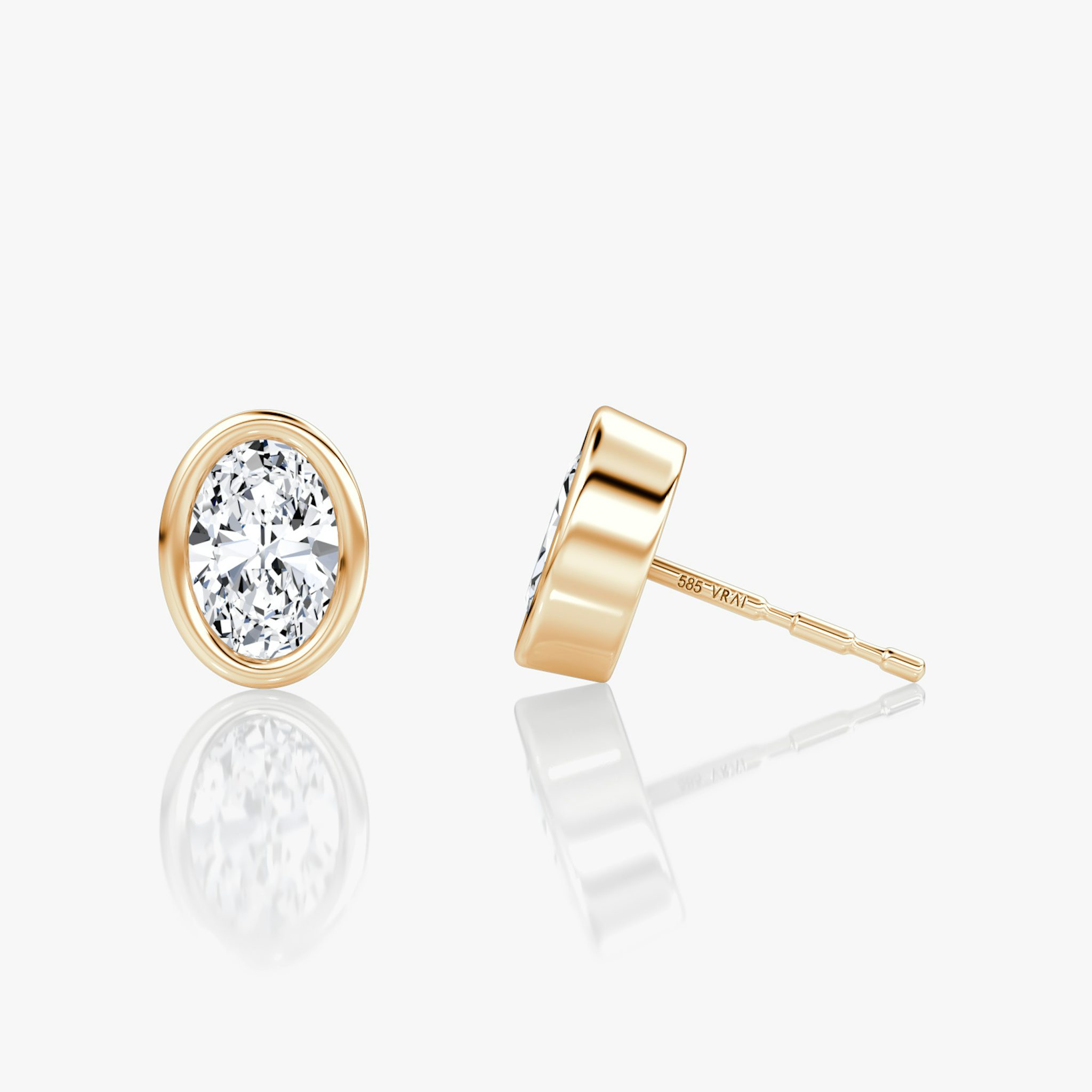 Bezel Solitaire Stud | Oval | 14k | Rose Gold | caratWeight: 0.50ct
