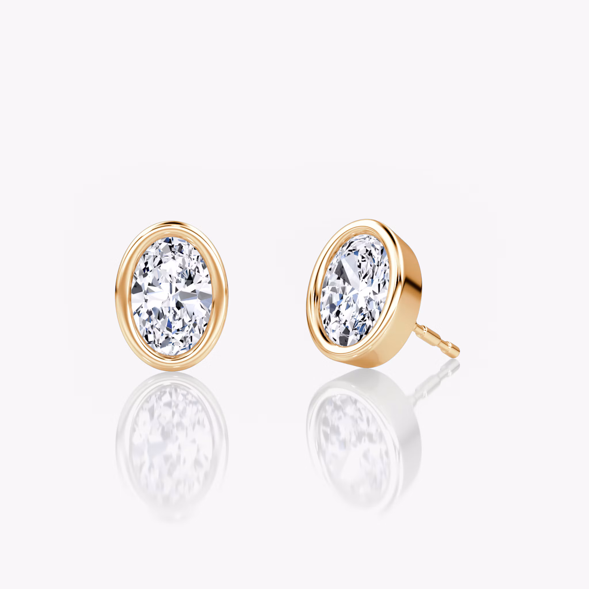 Bezel Solitaire Stud Oval | Rose Gold