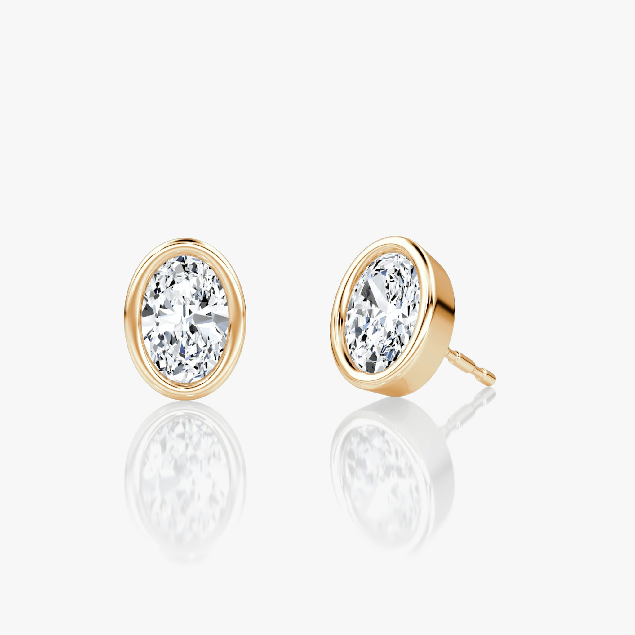 Bezel Solitaire Stud | Oval | 14k | Rose Gold | caratWeight: 0.50ct