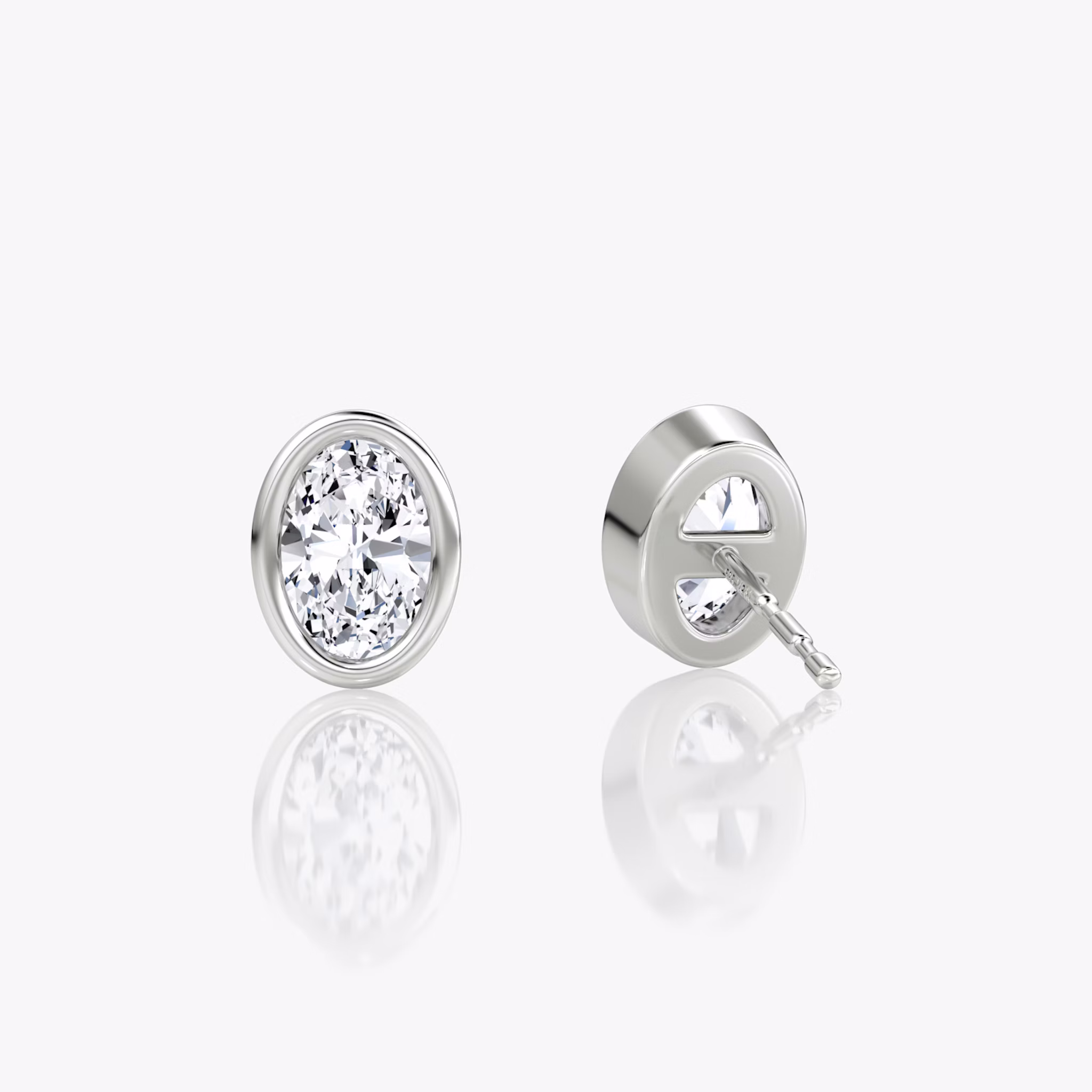 Bezel Solitaire Stud | Oval | 14k | White Gold | caratWeight: 0.50ct
