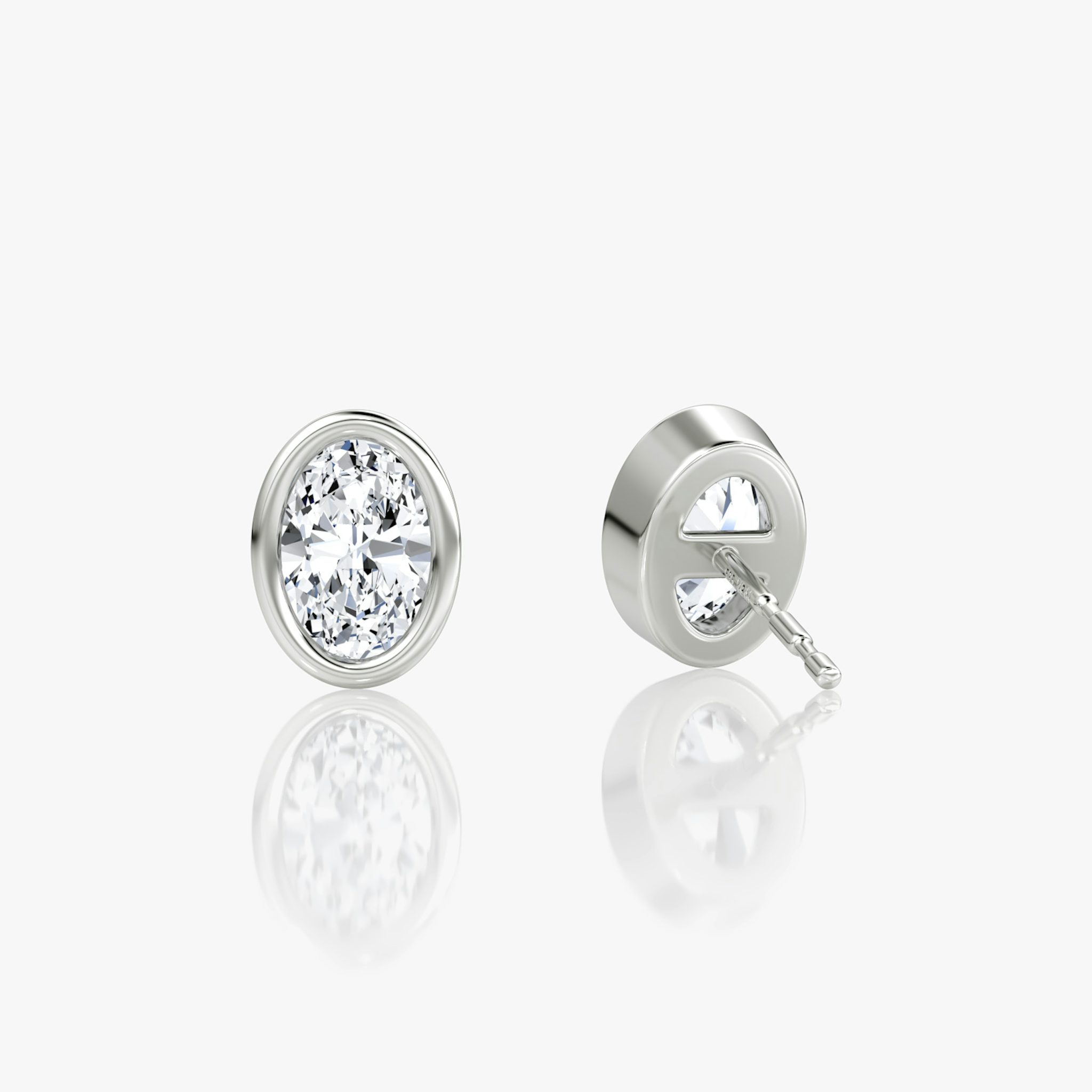 Bezel Solitaire Stud | Oval | 14k | White Gold | caratWeight: 0.50ct