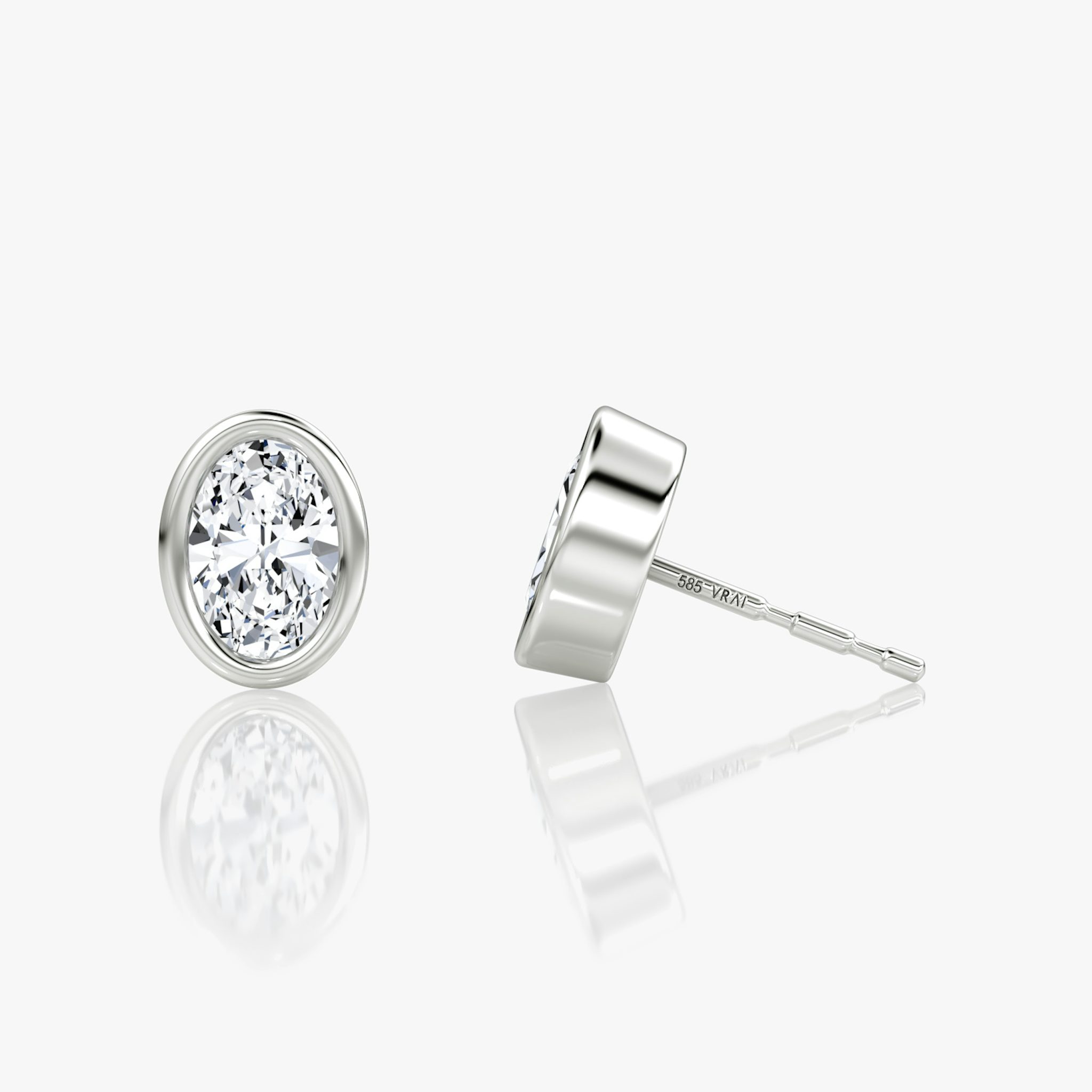 Bezel Solitaire Stud | Oval | 14k | White Gold | caratWeight: 0.50ct