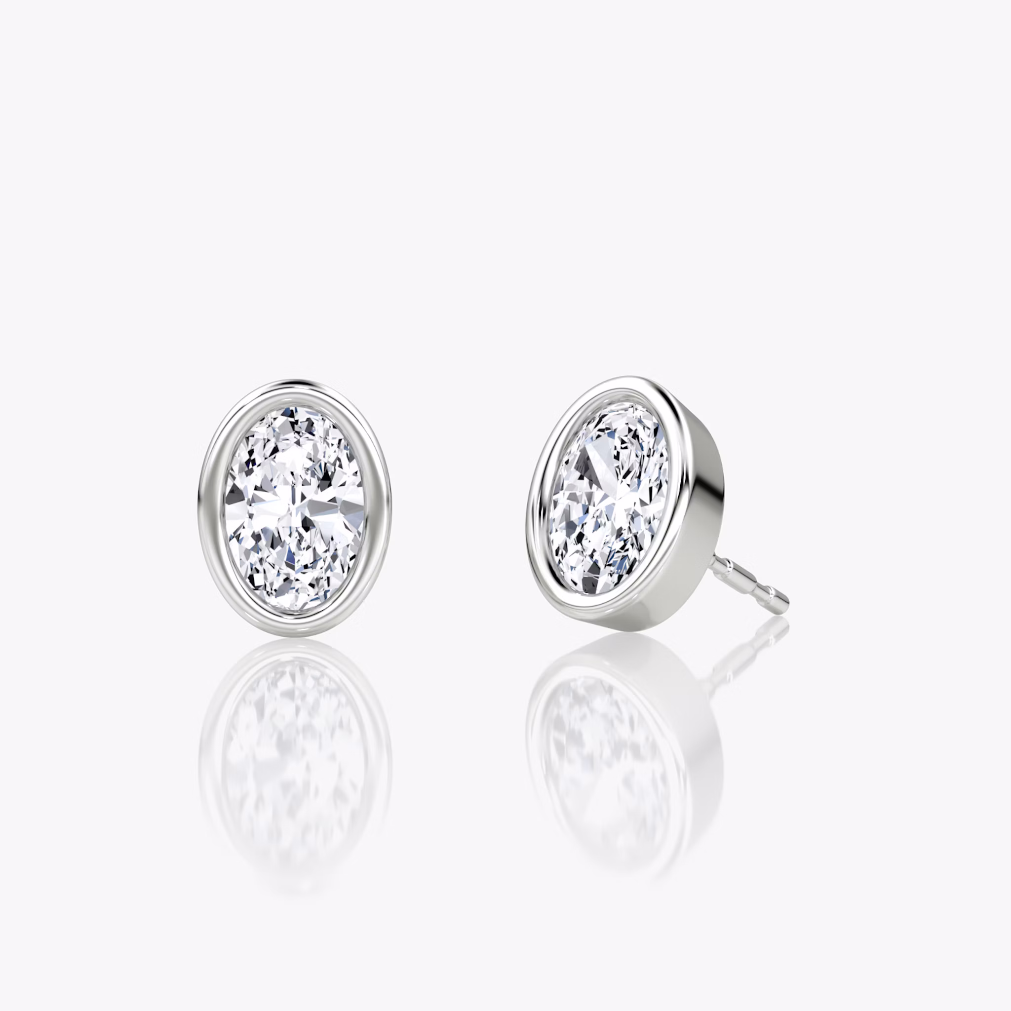 Bezel Solitaire Stud | Oval | 14k | White Gold | caratWeight: 0.50ct