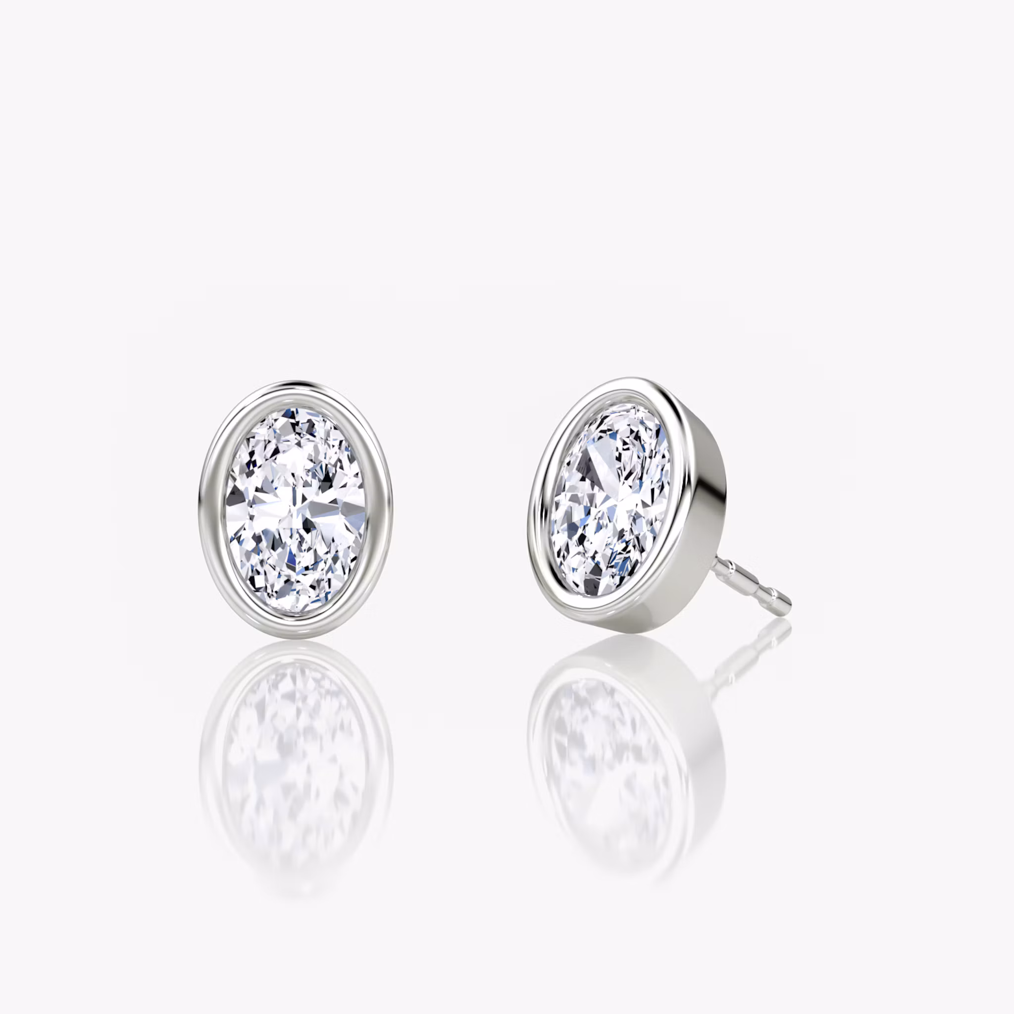 Bezel Solitaire Stud Oval | White Gold