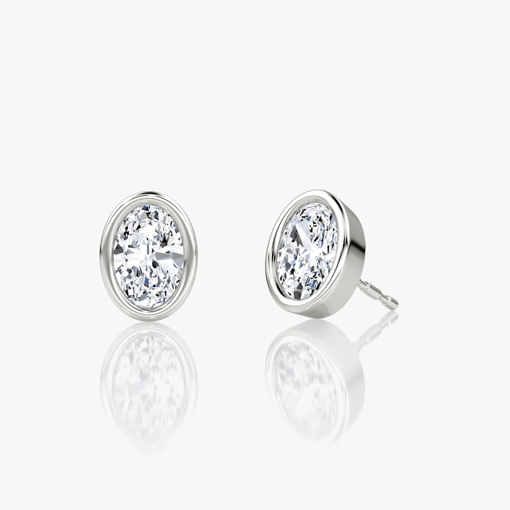 Bezel Solitaire Stud | Oval | 14k | White Gold | caratWeight: 0.50ct