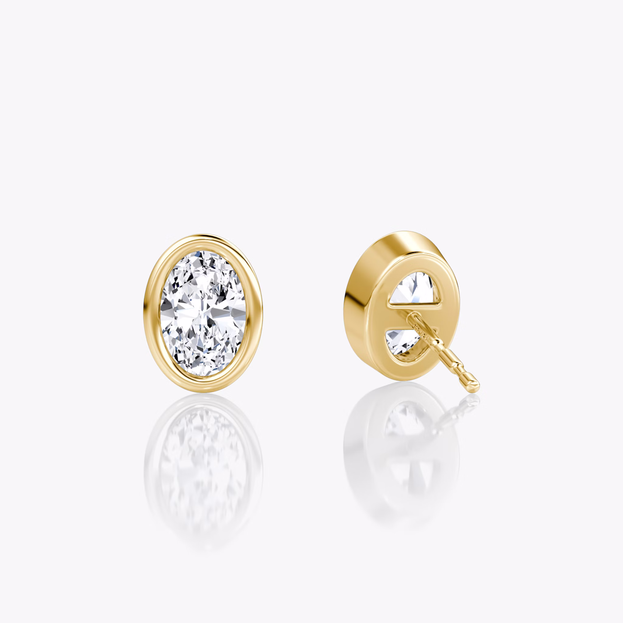 Bezel Solitaire Stud | Oval | 14k | Yellow Gold | caratWeight: 0.50ct