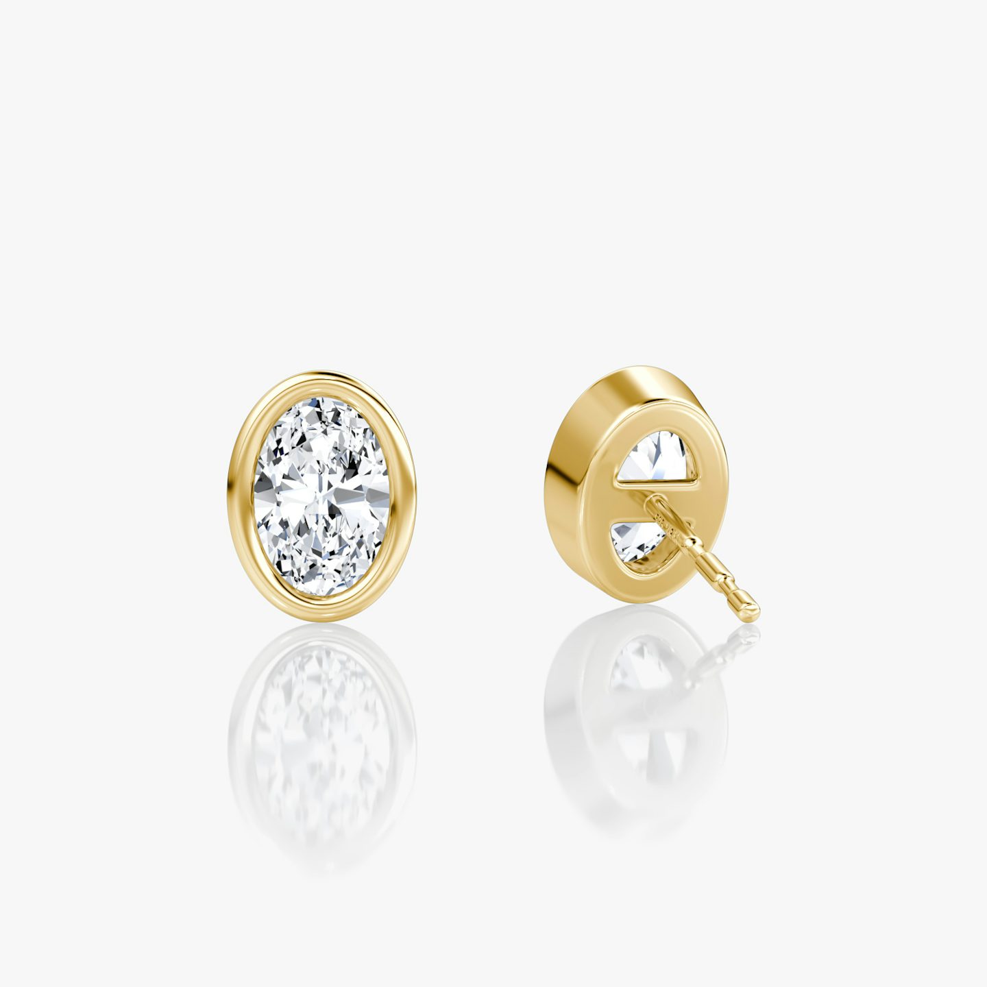 Bezel Solitaire Stud | Oval | 14k | Yellow Gold | caratWeight: 0.50ct