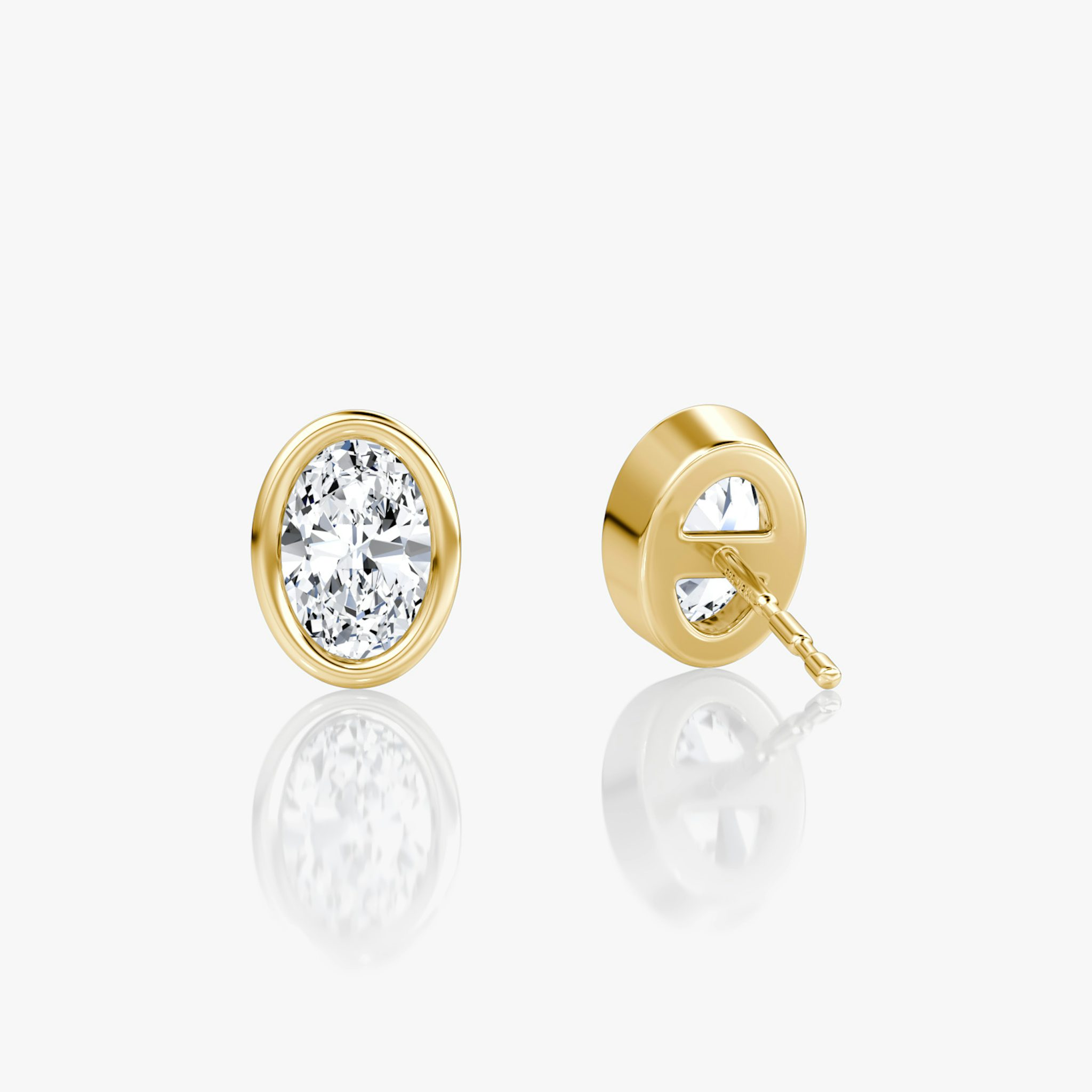 Bezel Solitaire Stud | Oval | 14k | Yellow Gold | caratWeight: 0.50ct