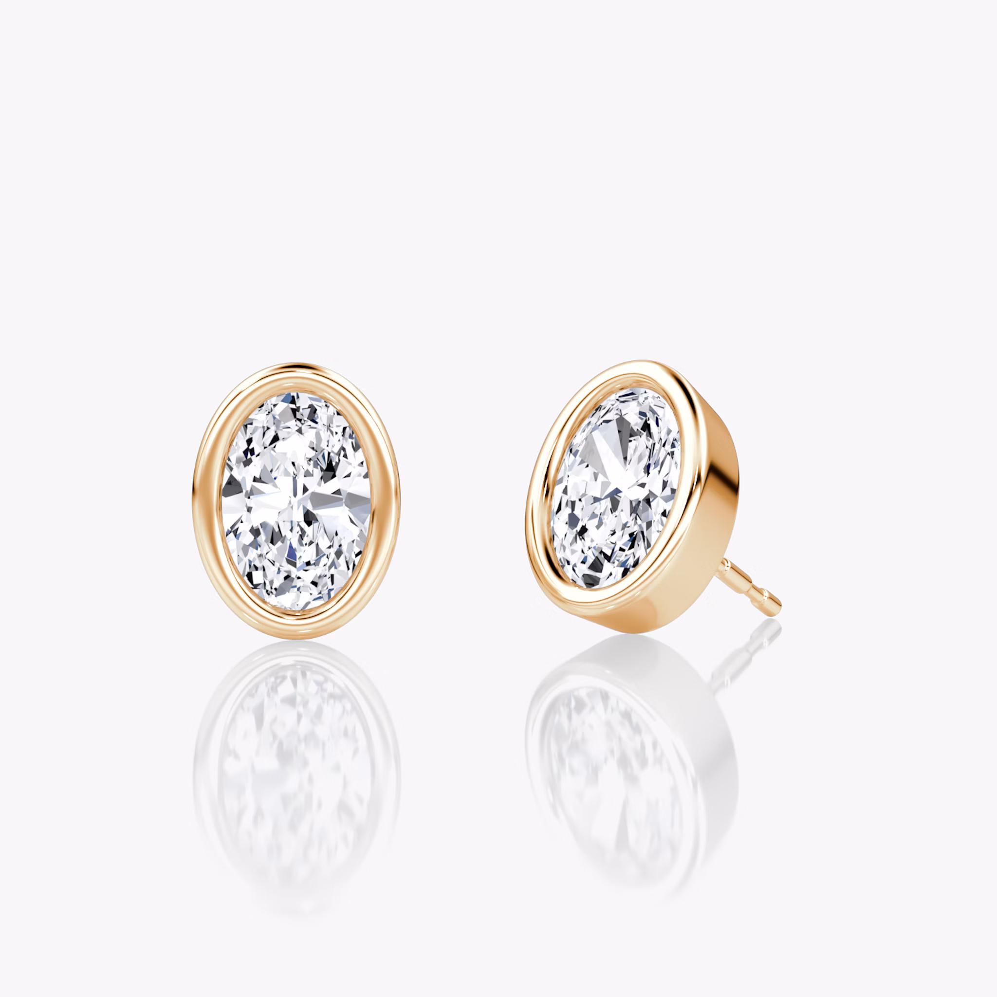 Bezel Solitaire Stud | Oval | 14k | Rose Gold | caratWeight: 0.75ct