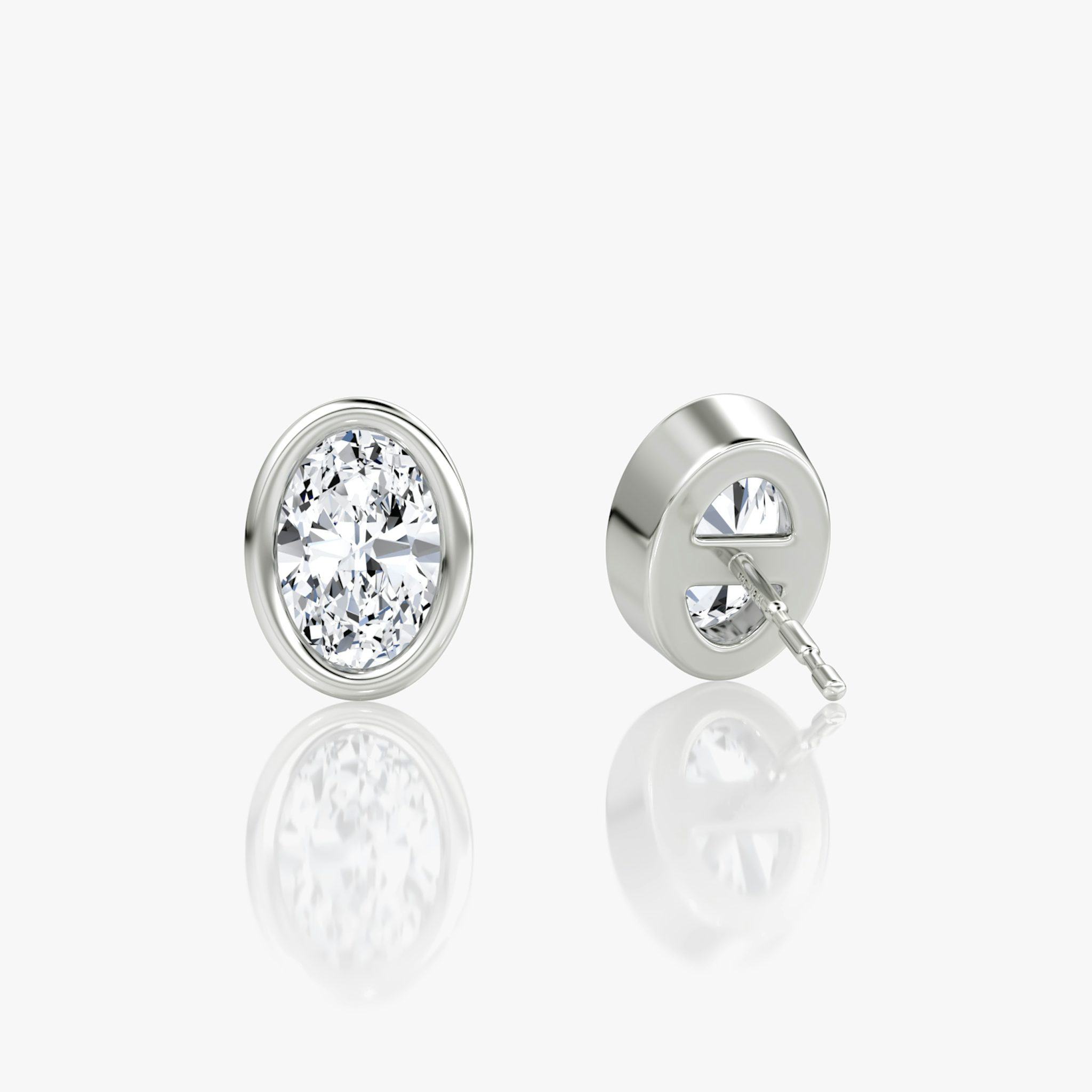 Bezel Solitaire Stud | Oval | 14k | White Gold | caratWeight: 0.75ct