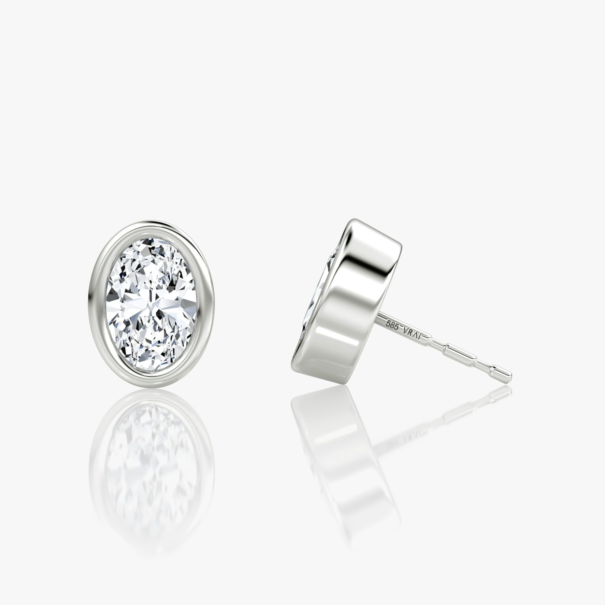Bezel Solitaire Stud | Oval | 14k | White Gold | caratWeight: 0.75ct