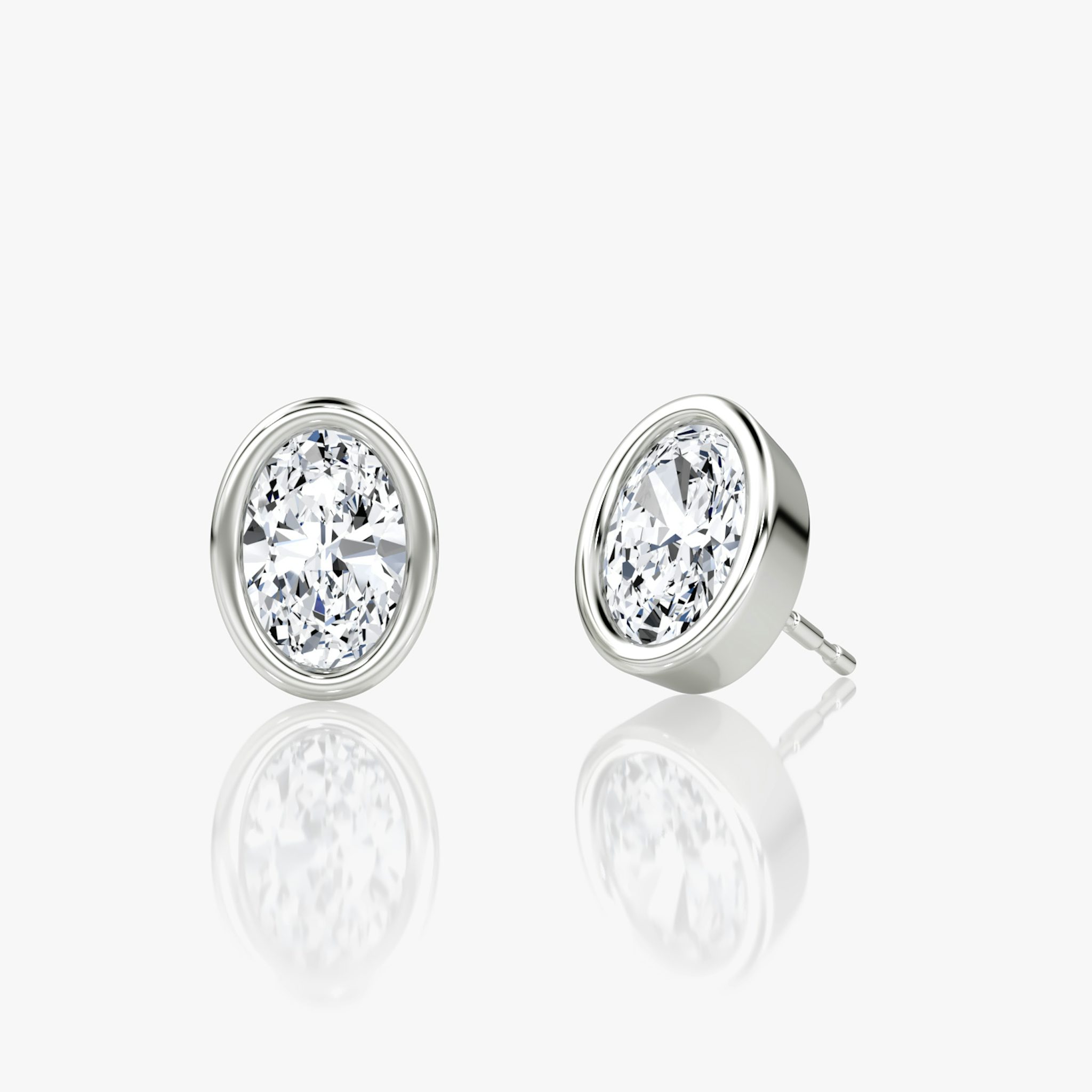 Bezel Solitaire Stud | Oval | 14k | White Gold | caratWeight: 0.75ct