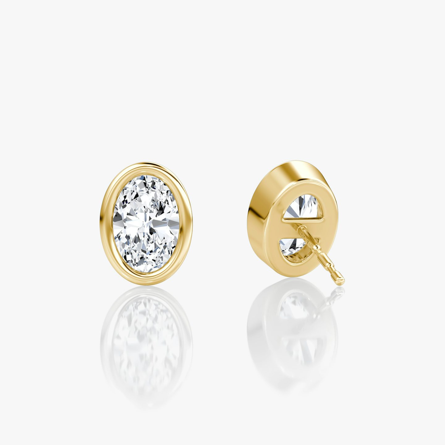 Bezel Solitaire Stud | Oval | 14k | Yellow Gold | caratWeight: 0.75ct