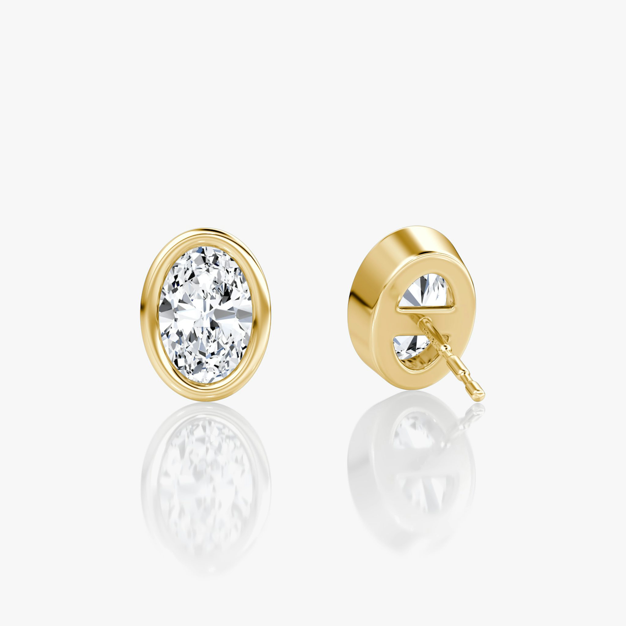 Bezel Solitaire Stud | Oval | 14k | Yellow Gold | caratWeight: 0.75ct