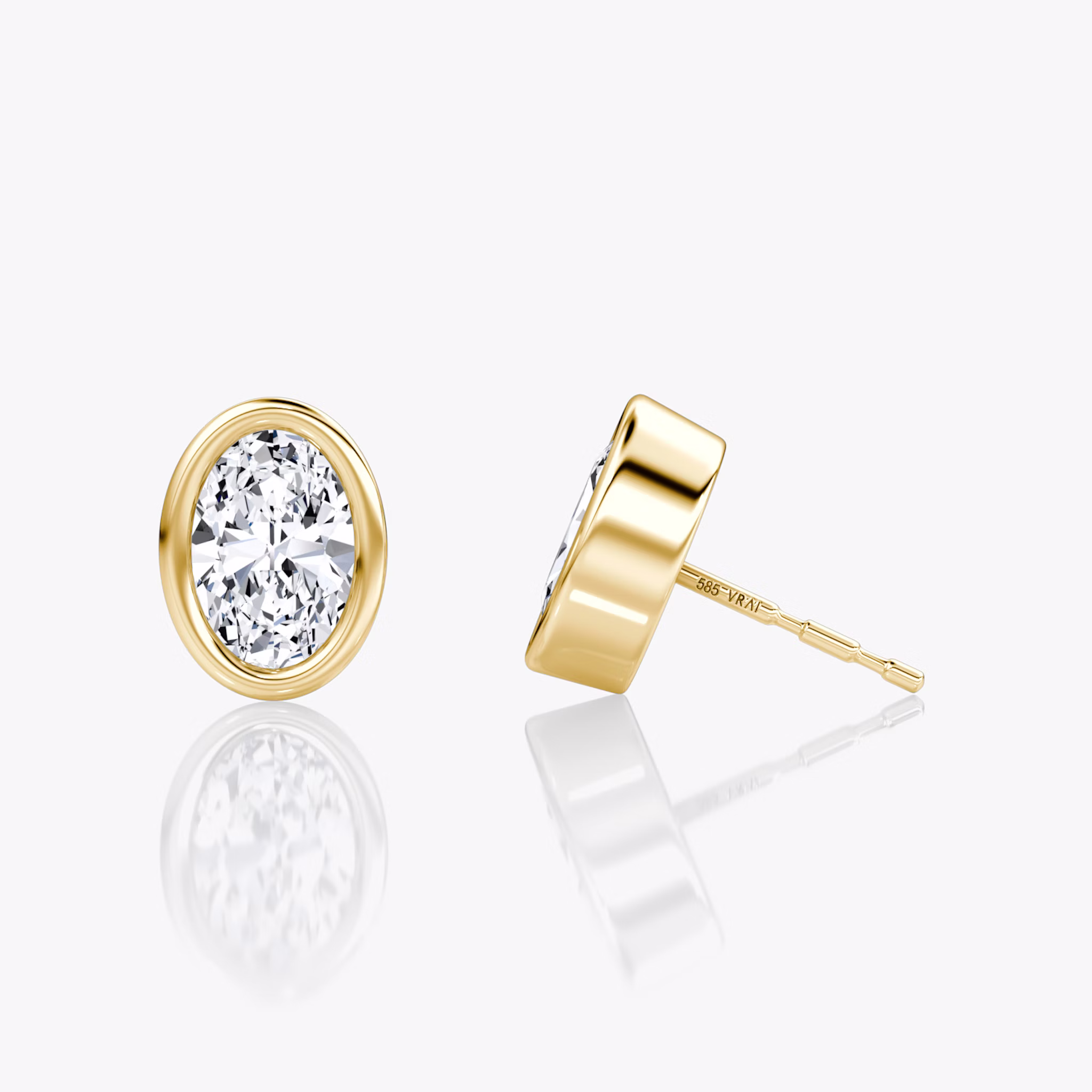 Bezel Solitaire Stud | Oval | 14k | Yellow Gold | caratWeight: 0.75ct