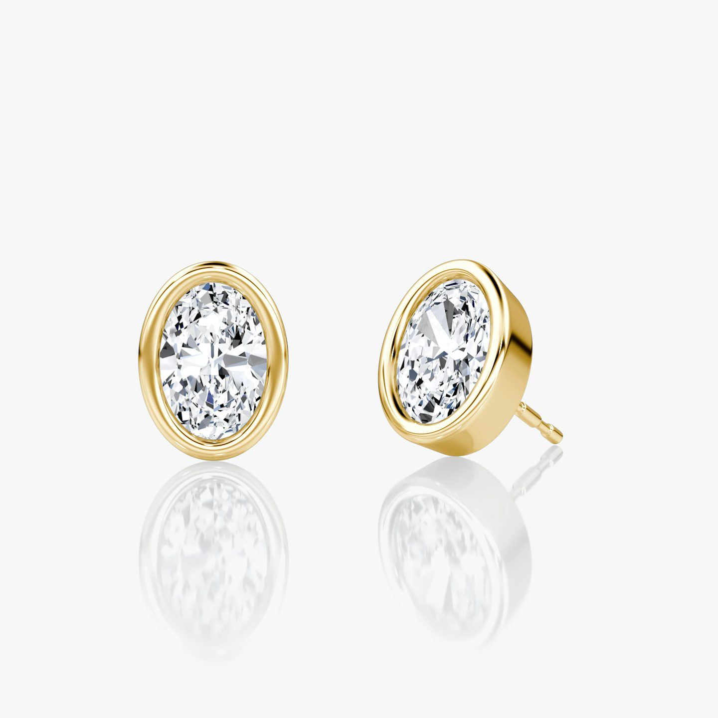 Bezel Solitaire Stud | Oval | 14k | Yellow Gold | caratWeight: 0.75ct