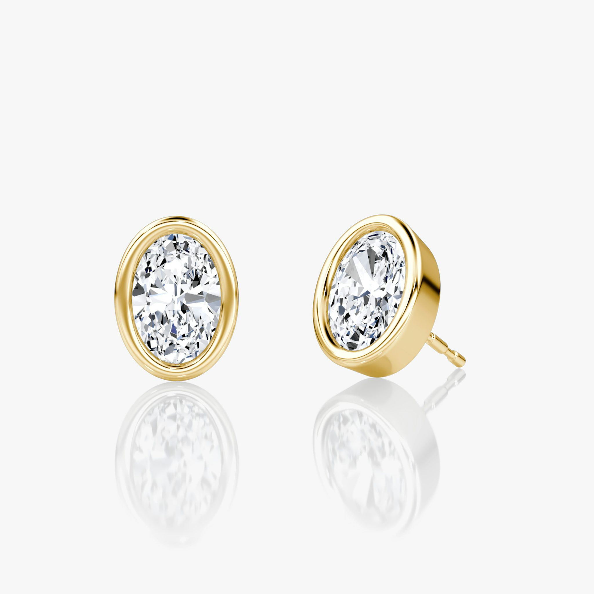 Bezel Solitaire Stud | Oval | 14k | Yellow Gold | caratWeight: 0.75ct