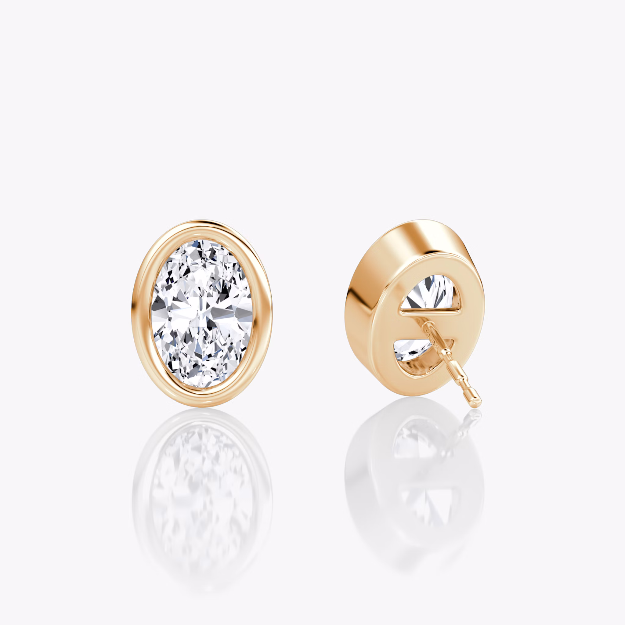 Bezel Solitaire Stud | Oval | 14k | Rose Gold | caratWeight: other
