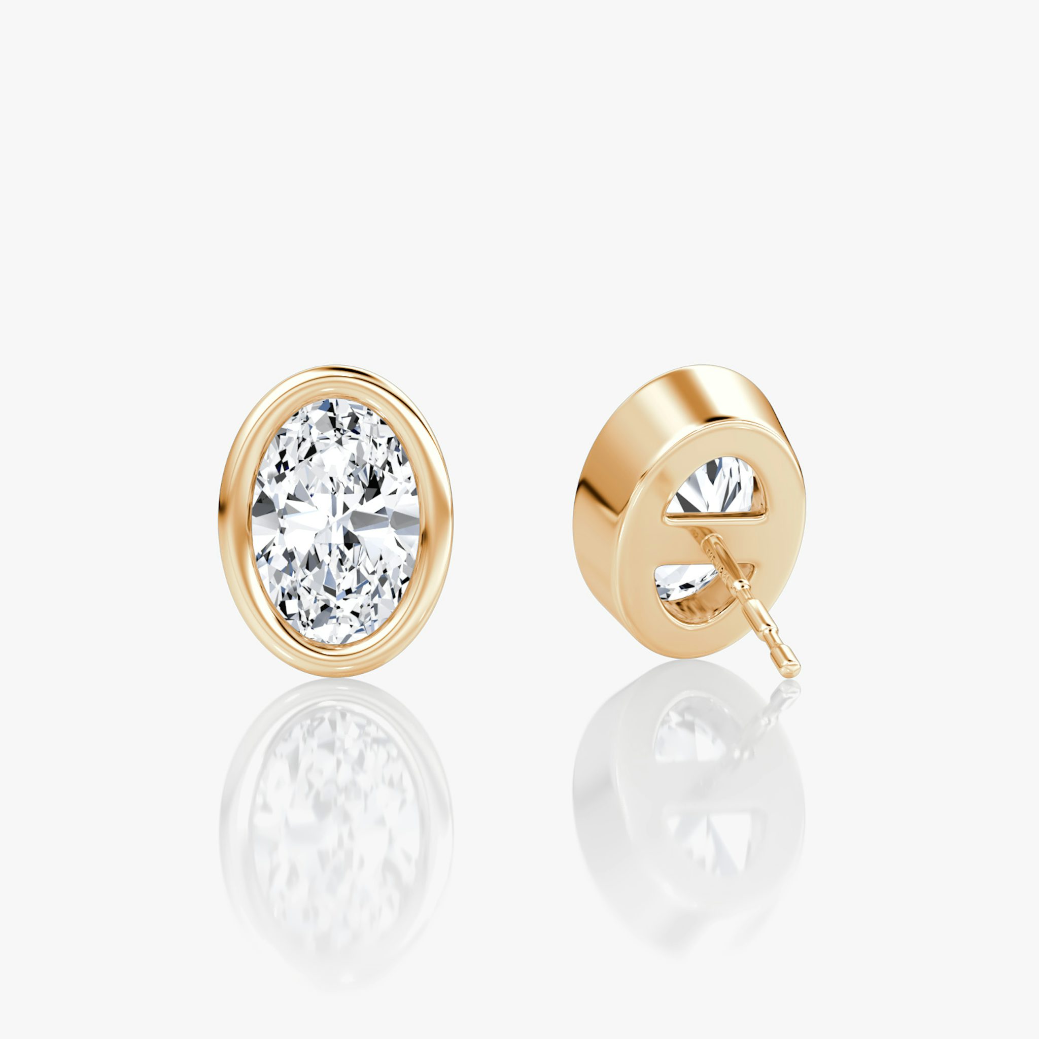 Bezel Solitaire Stud | Oval | 14k | Rose Gold | caratWeight: other