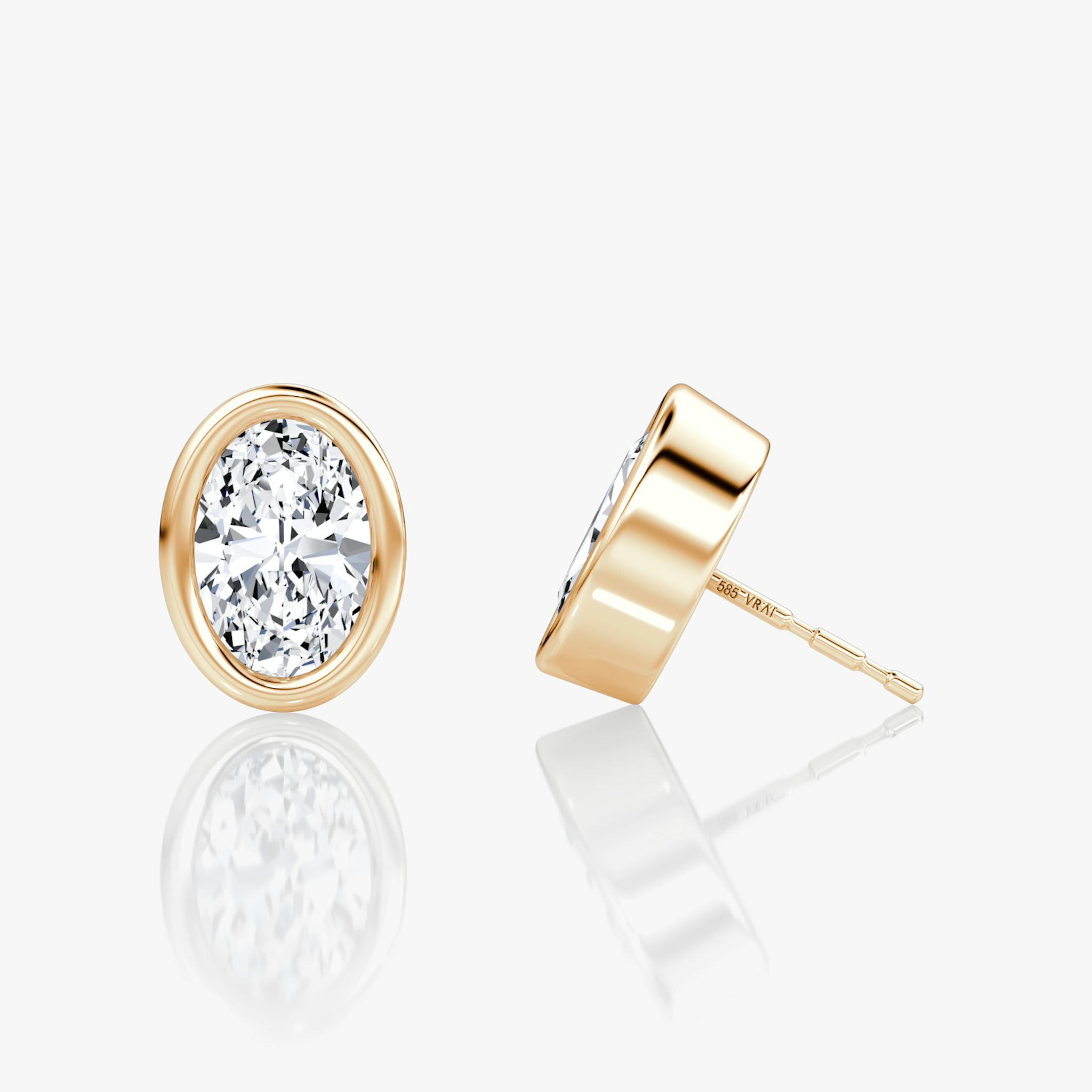 Bezel Solitaire Stud | Oval | 14k | Rose Gold | caratWeight: other