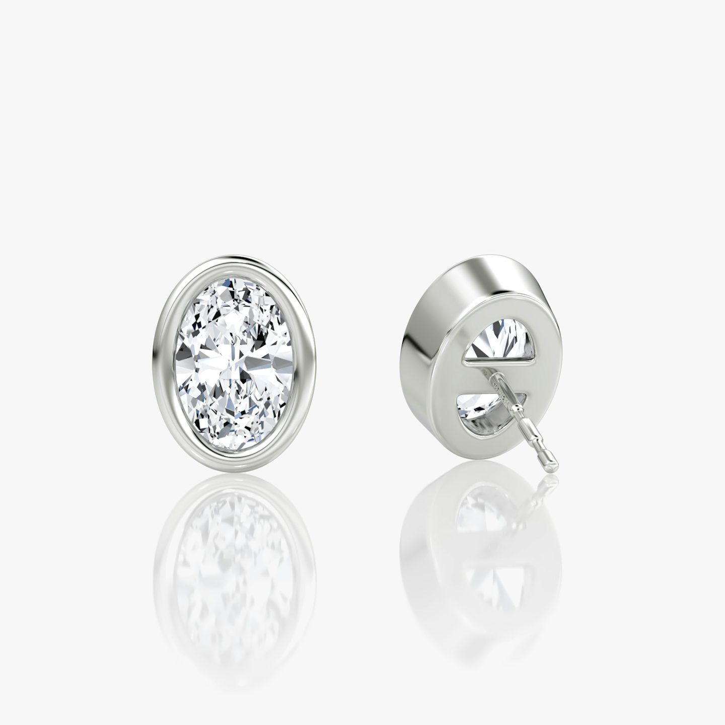 Bezel Solitaire Stud | Oval | 14k | White Gold | caratWeight: 1.0ct