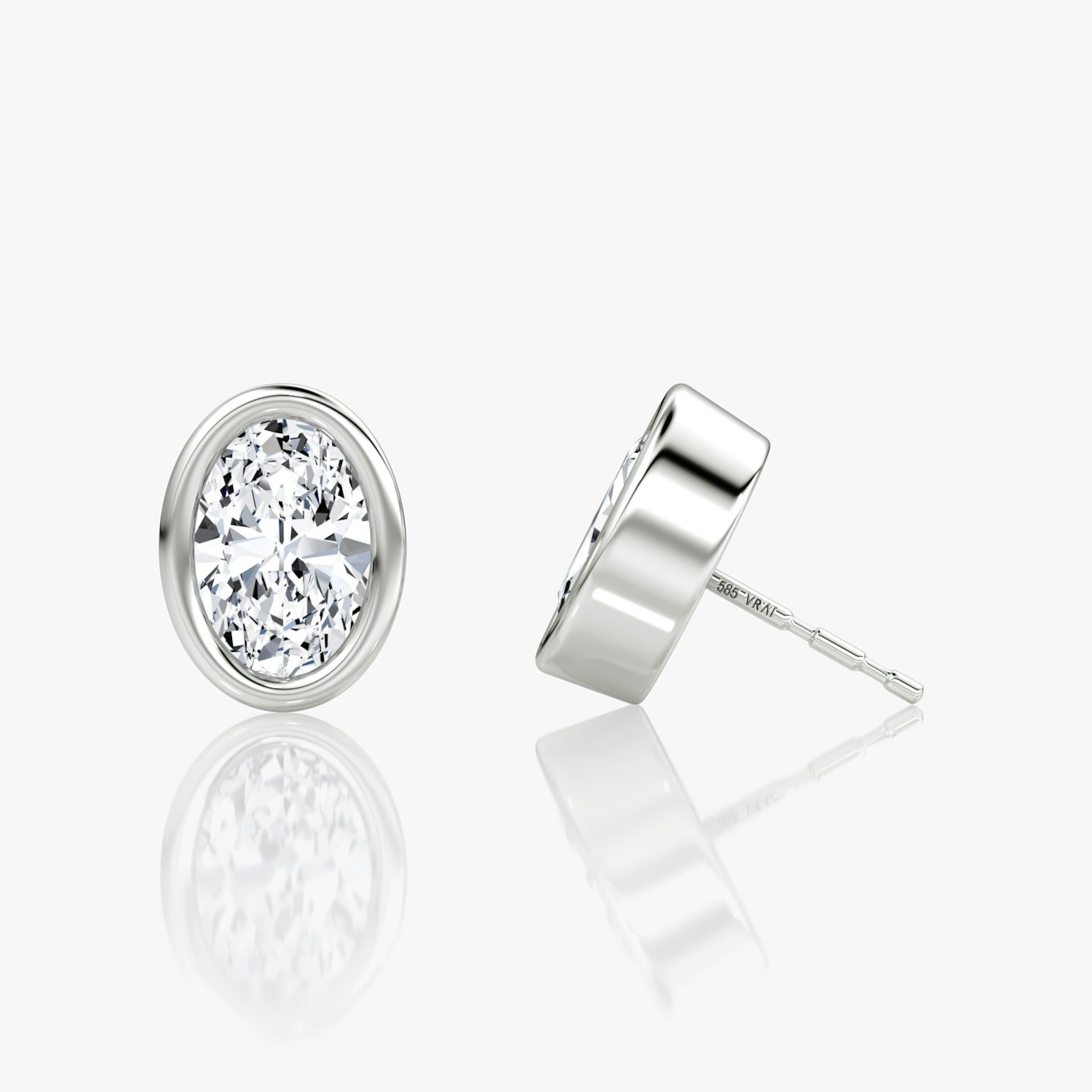 Bezel Solitaire Stud | Oval | 14k | White Gold | caratWeight: 1.0ct