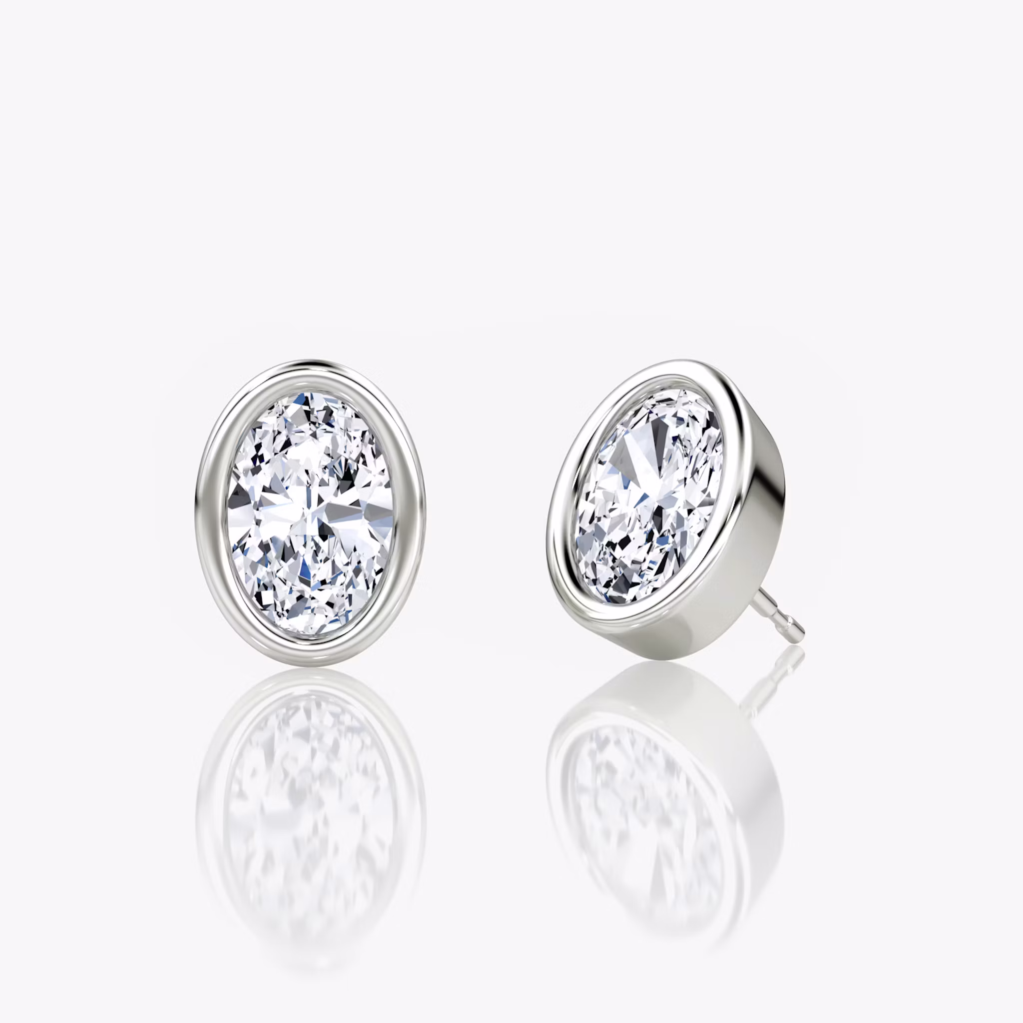 Bezel Solitaire Stud Oval | White Gold