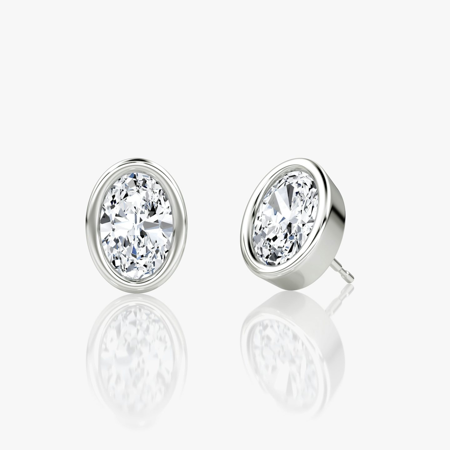 Bezel Solitaire Stud | Oval | 14k | White Gold | caratWeight: 1.0ct