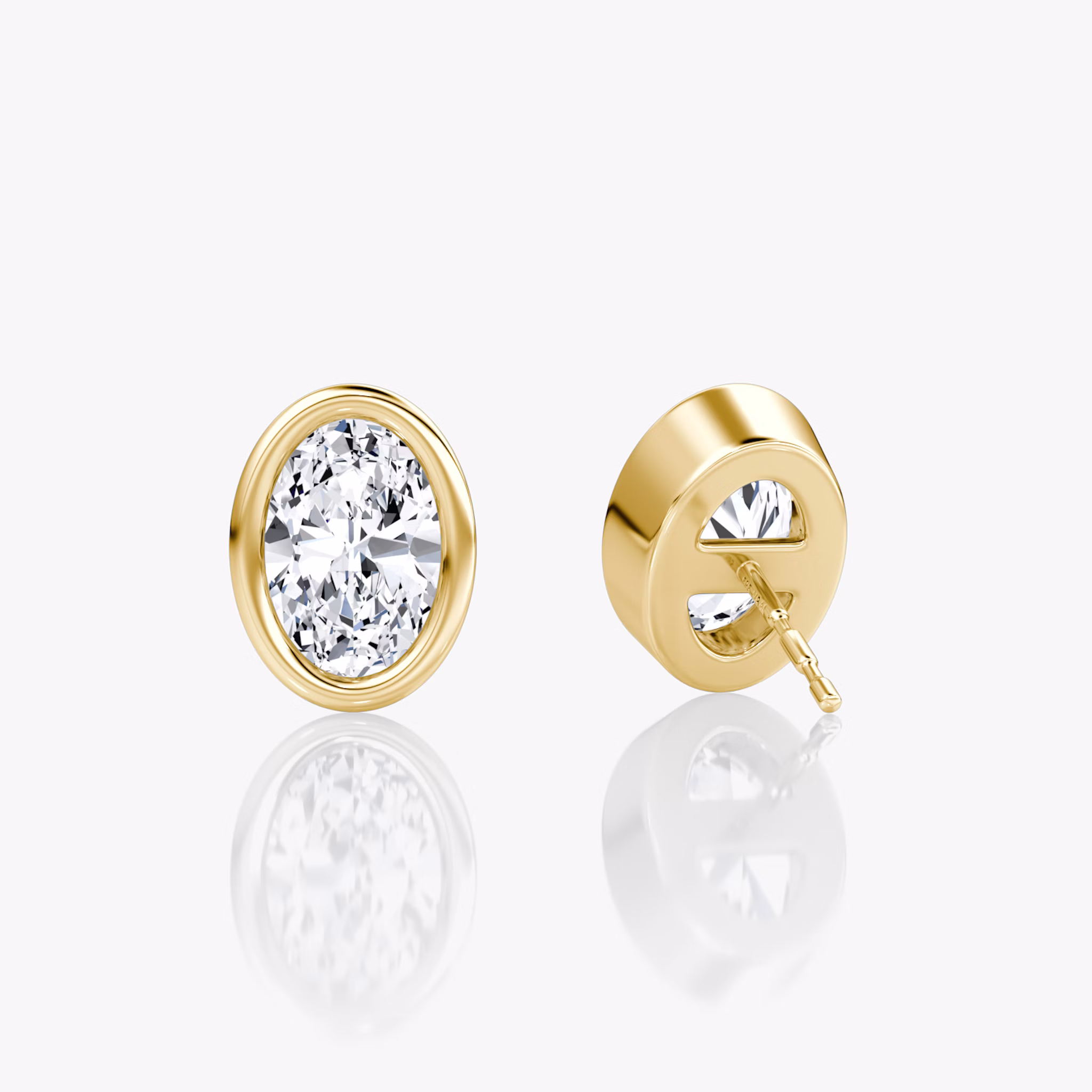 Bezel Solitaire Stud | Oval | 14k | Yellow Gold | caratWeight: other