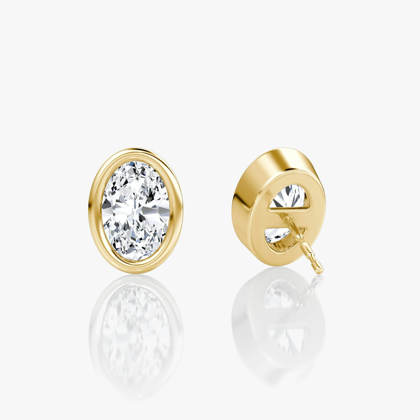 Bezel Solitaire Stud | Oval | 14k | Yellow Gold | caratWeight: other