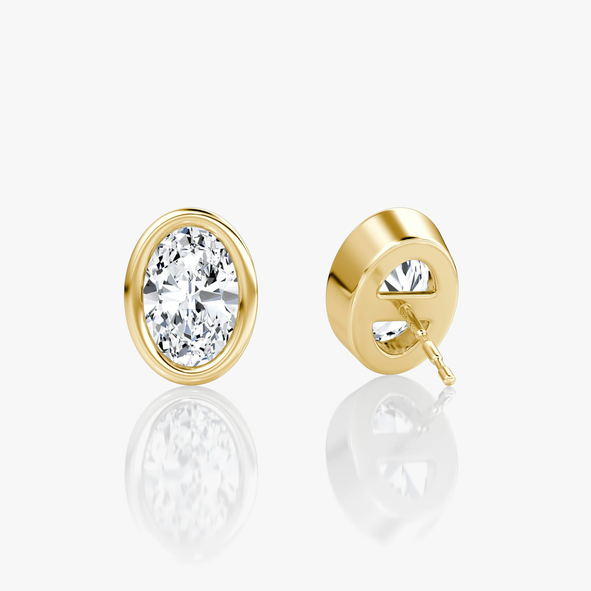 Bezel Solitaire Stud | Oval | 14k | Yellow Gold | caratWeight: other